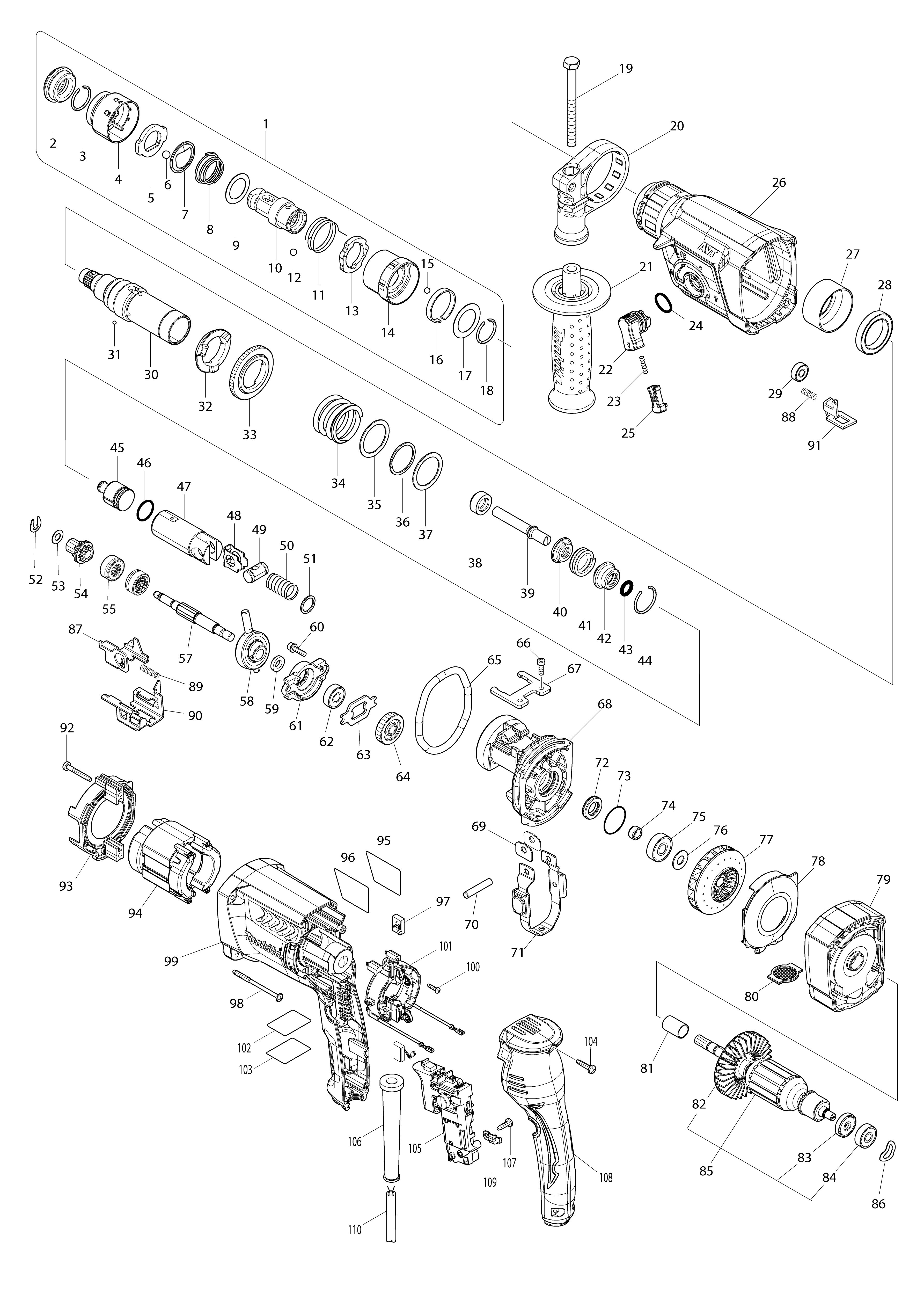 Vue éclatée Makita HR2651T#01