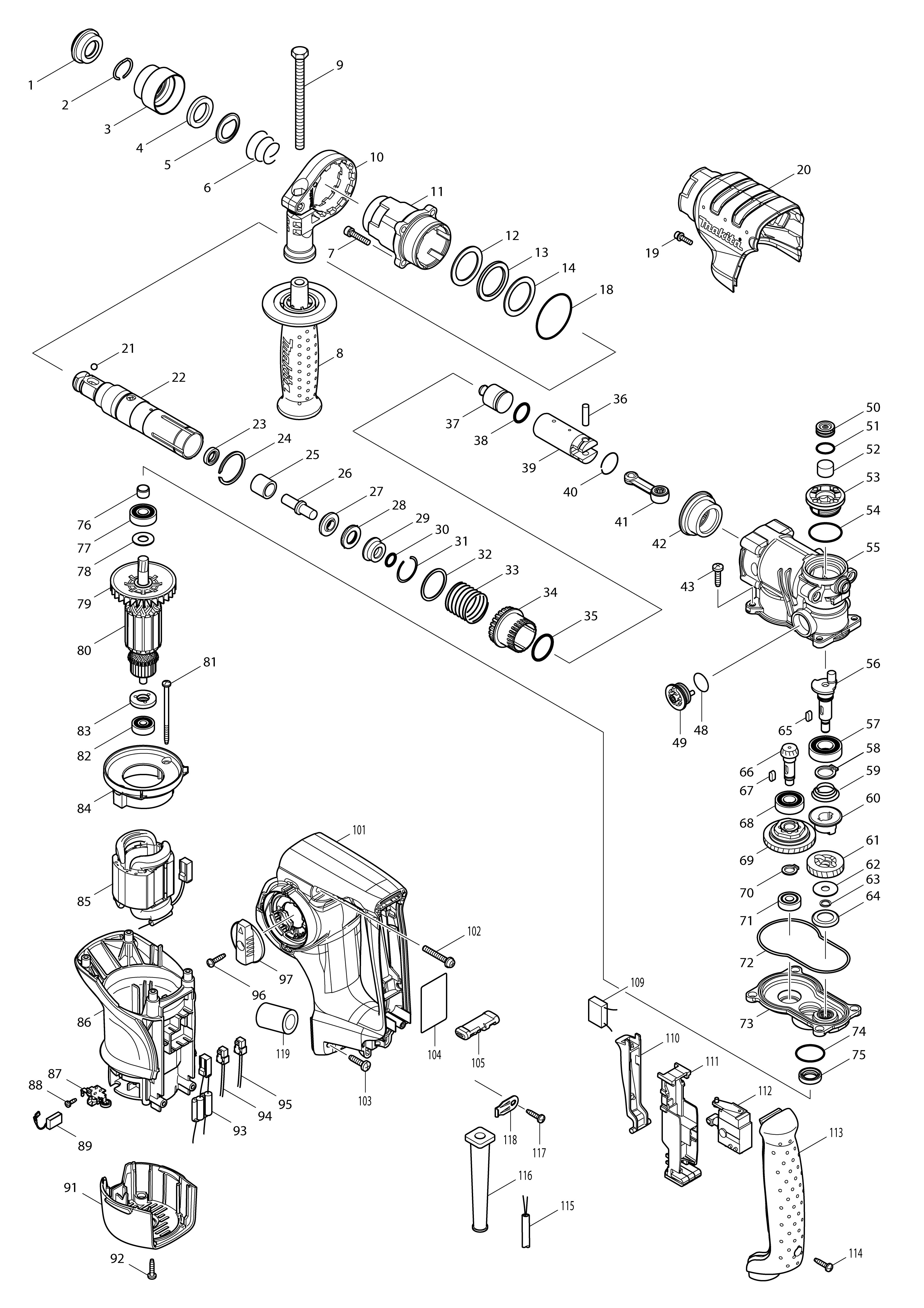 Vue éclatée Makita HR2800#01