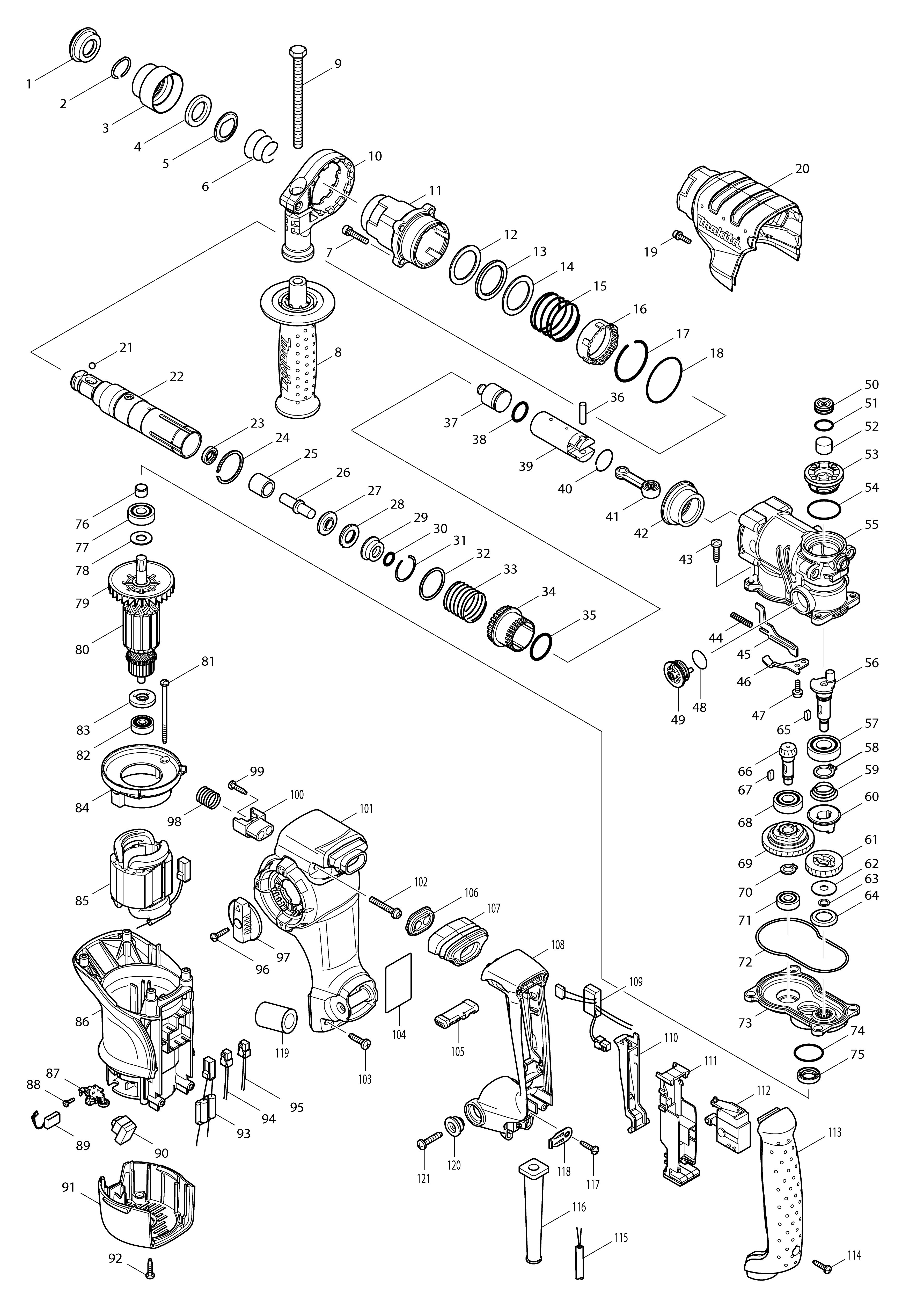 Vue éclatée Makita HR2811F#01