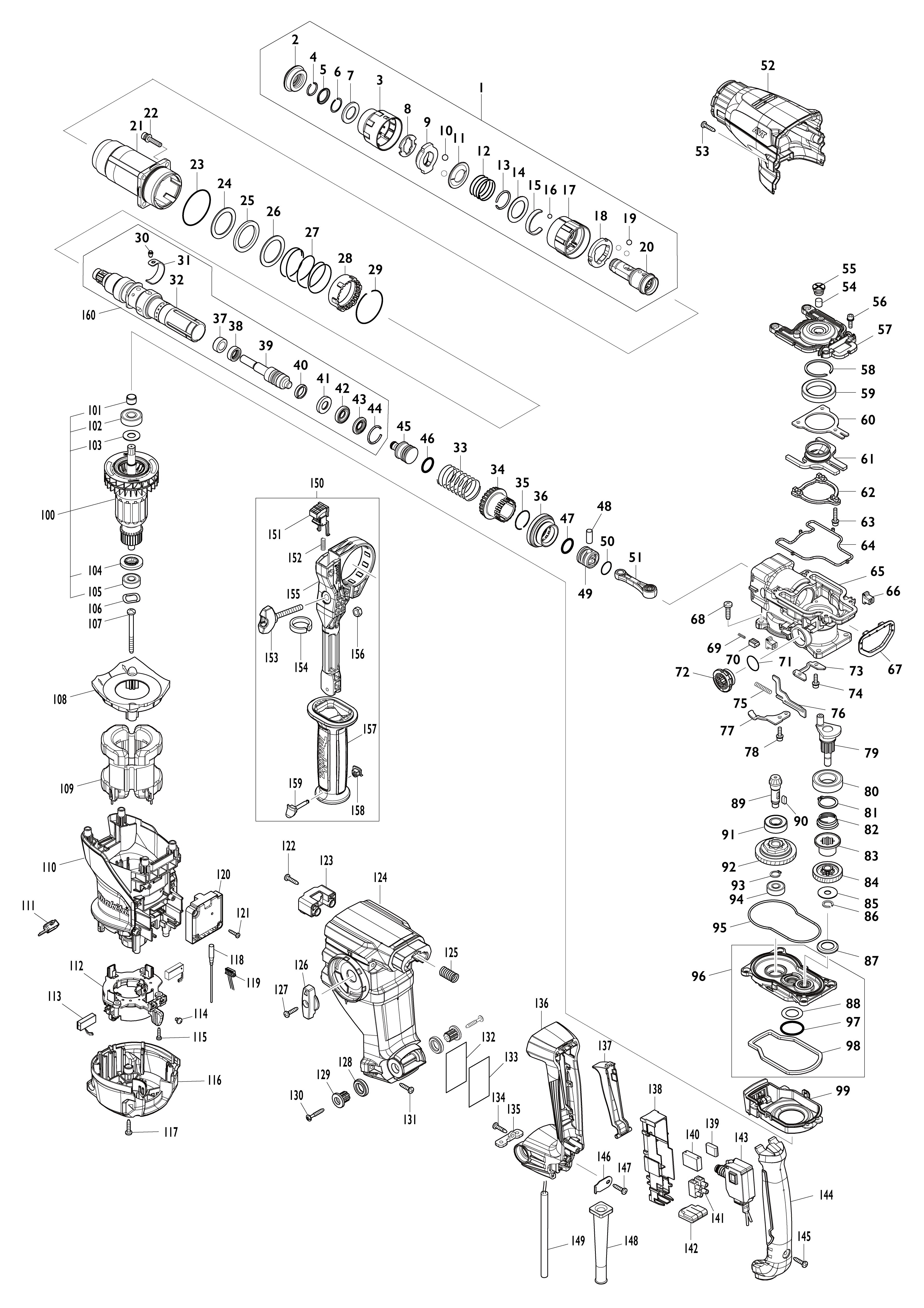 Vue éclatée Makita HR3012FC#01