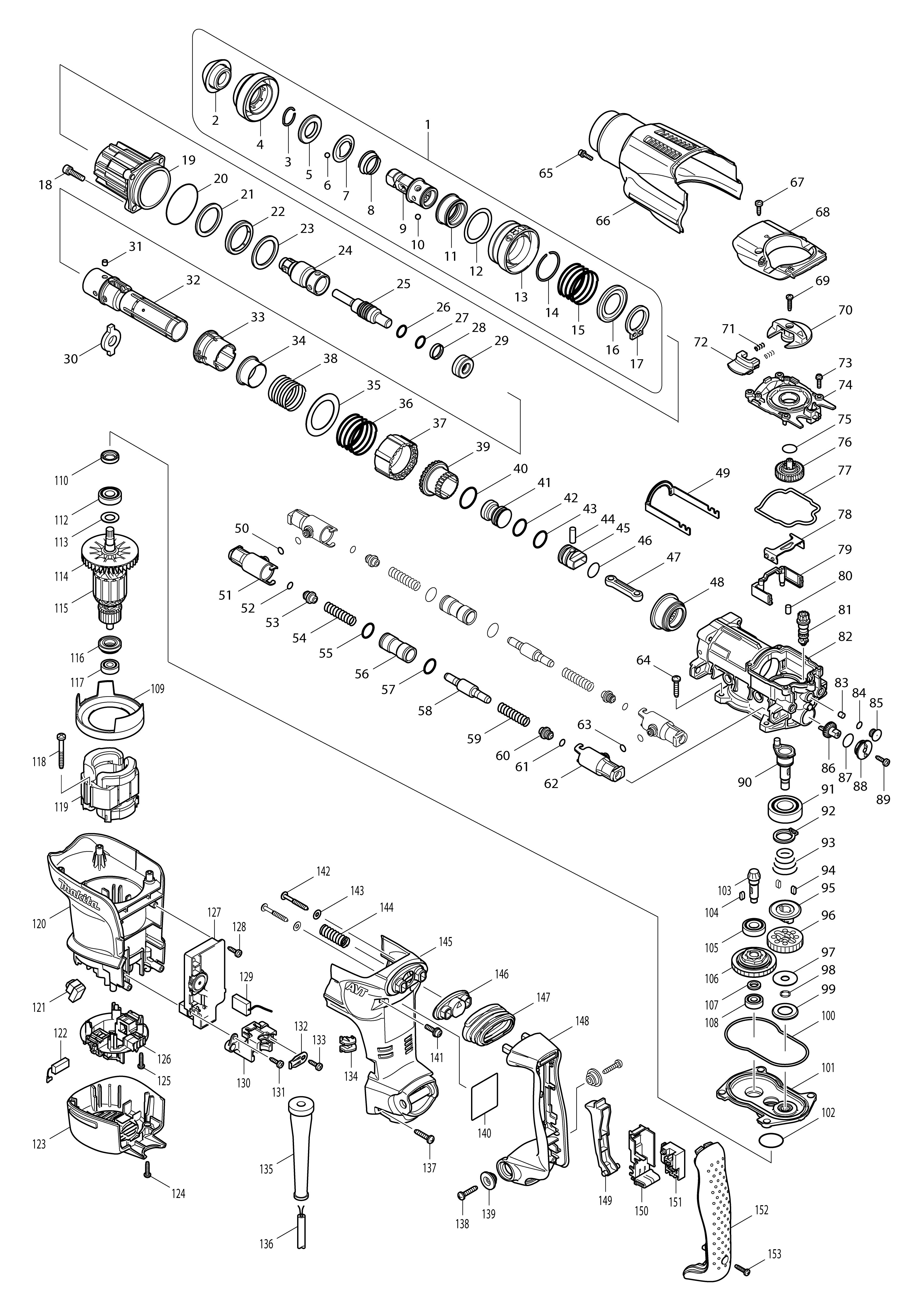 Vue éclatée Makita HR3210FCT#01