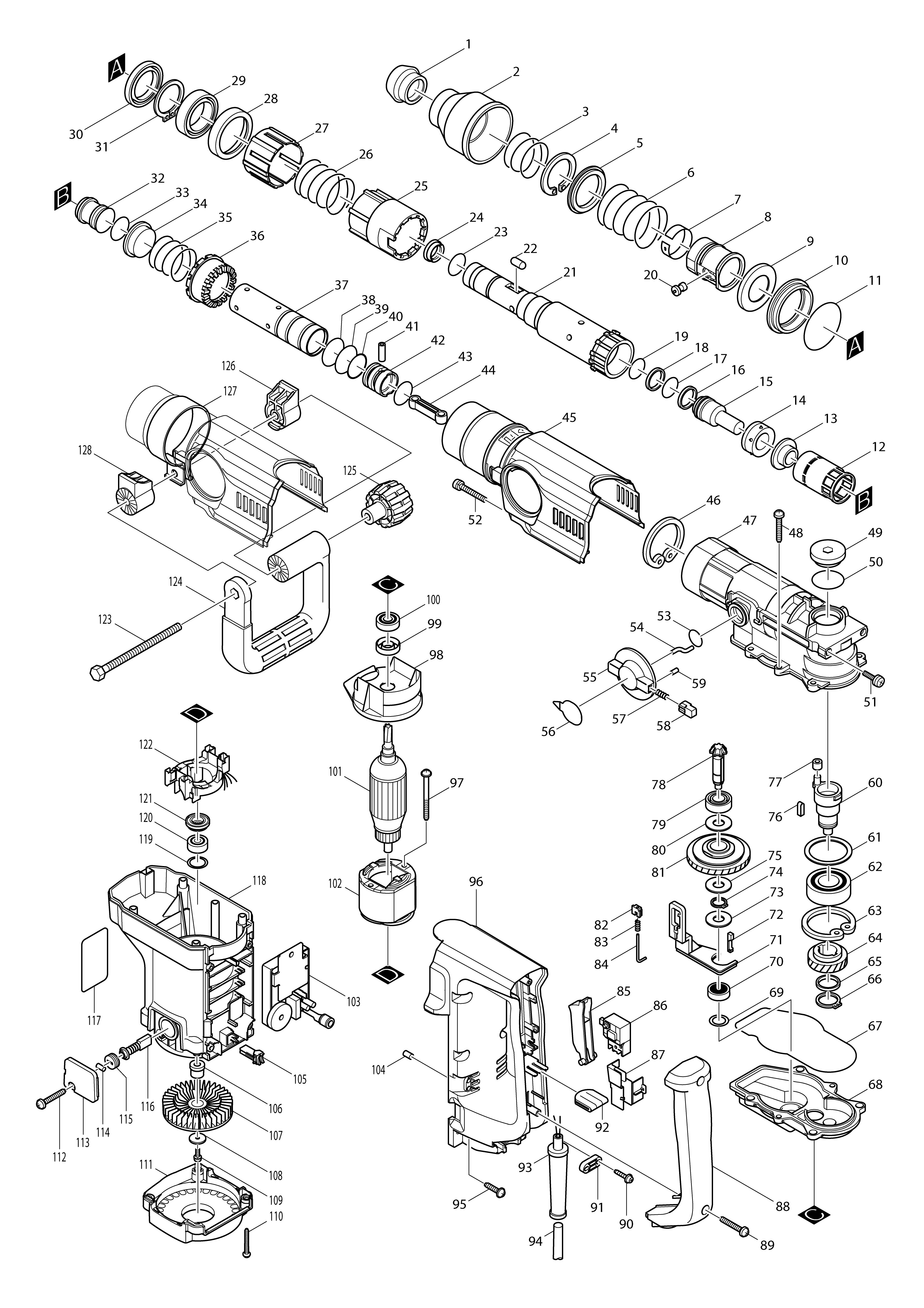 Vue éclatée Makita HR4000C#01