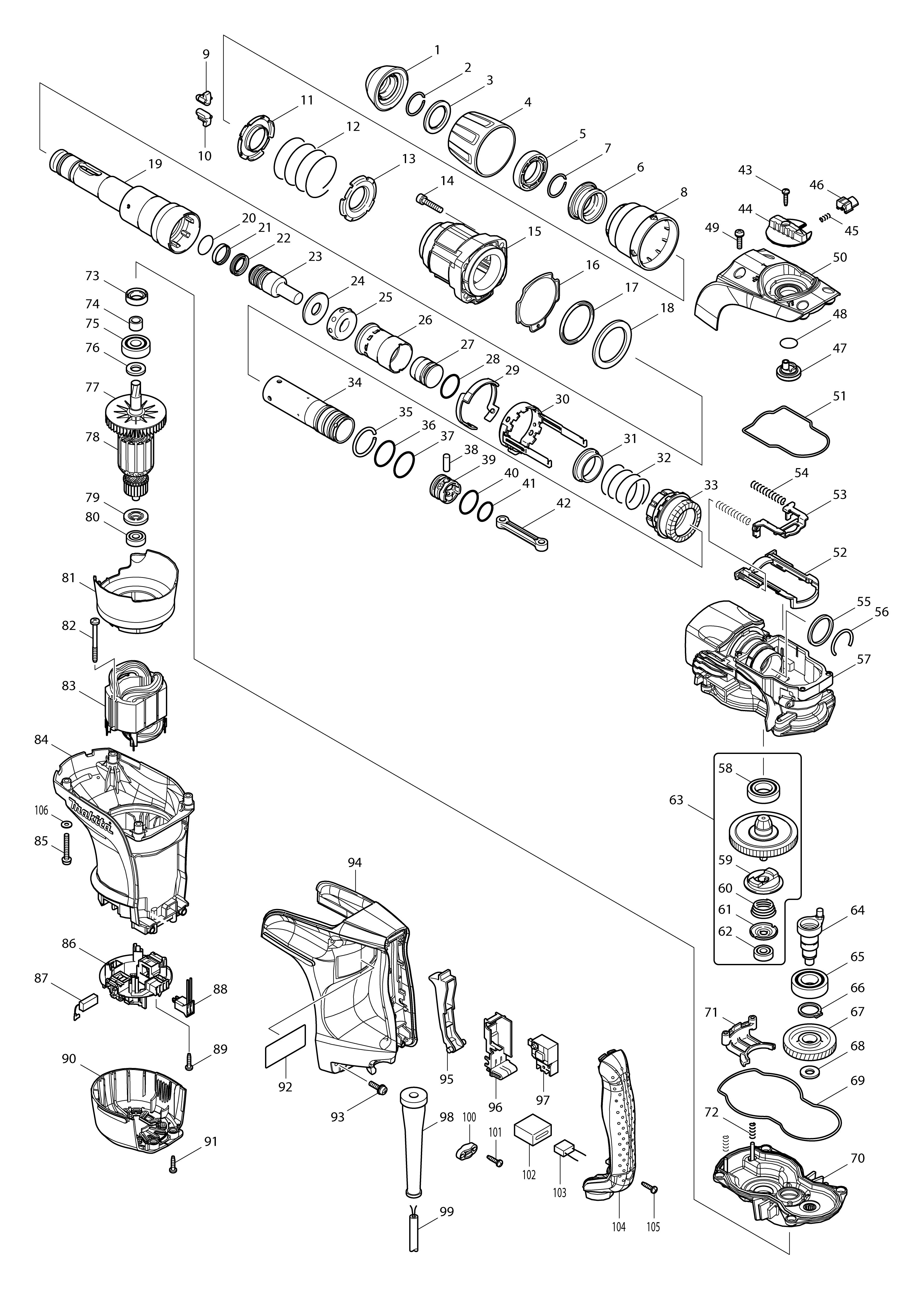 Vue éclatée Makita HR4002#01