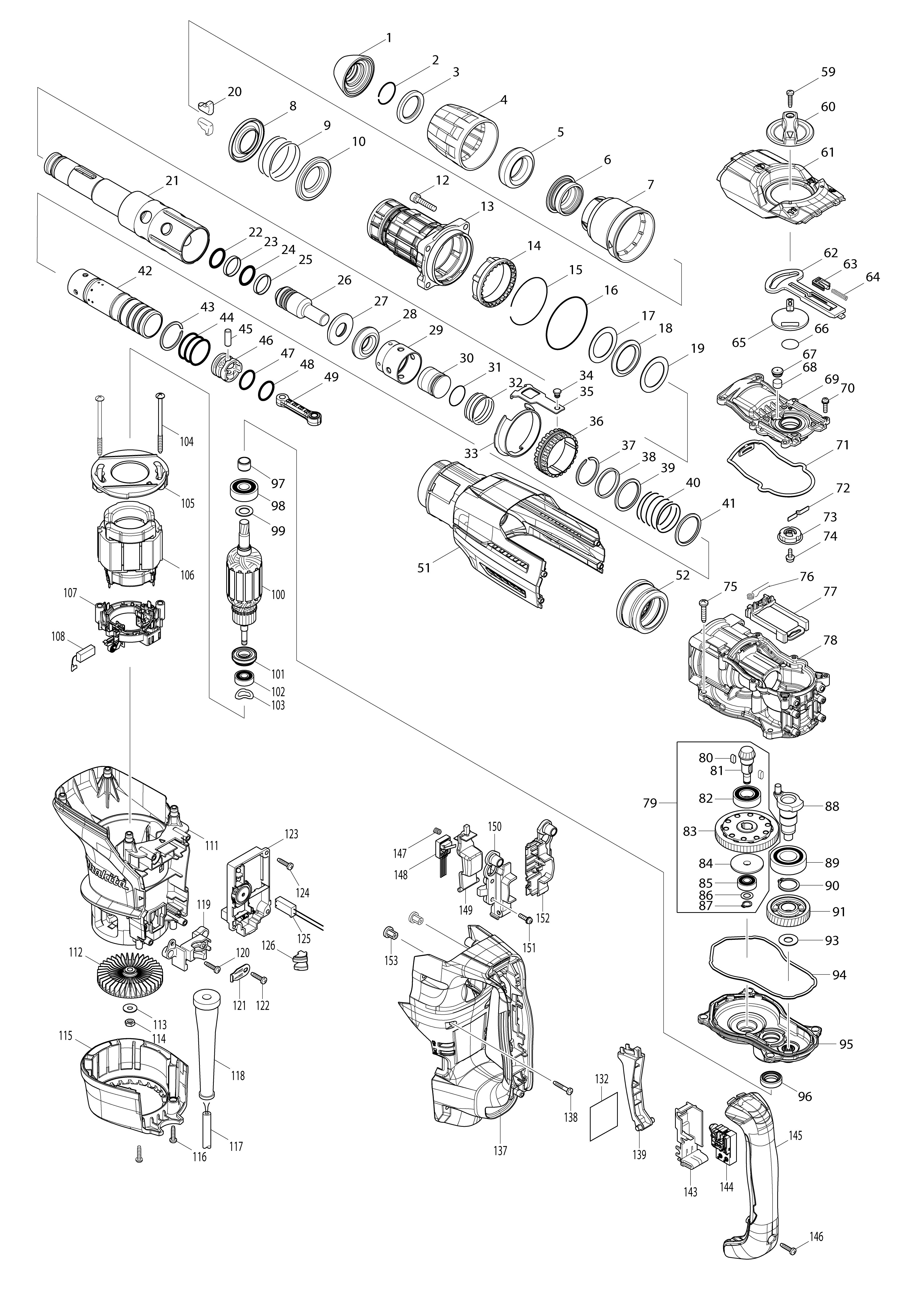 Vue éclatée Makita HR4003C#01