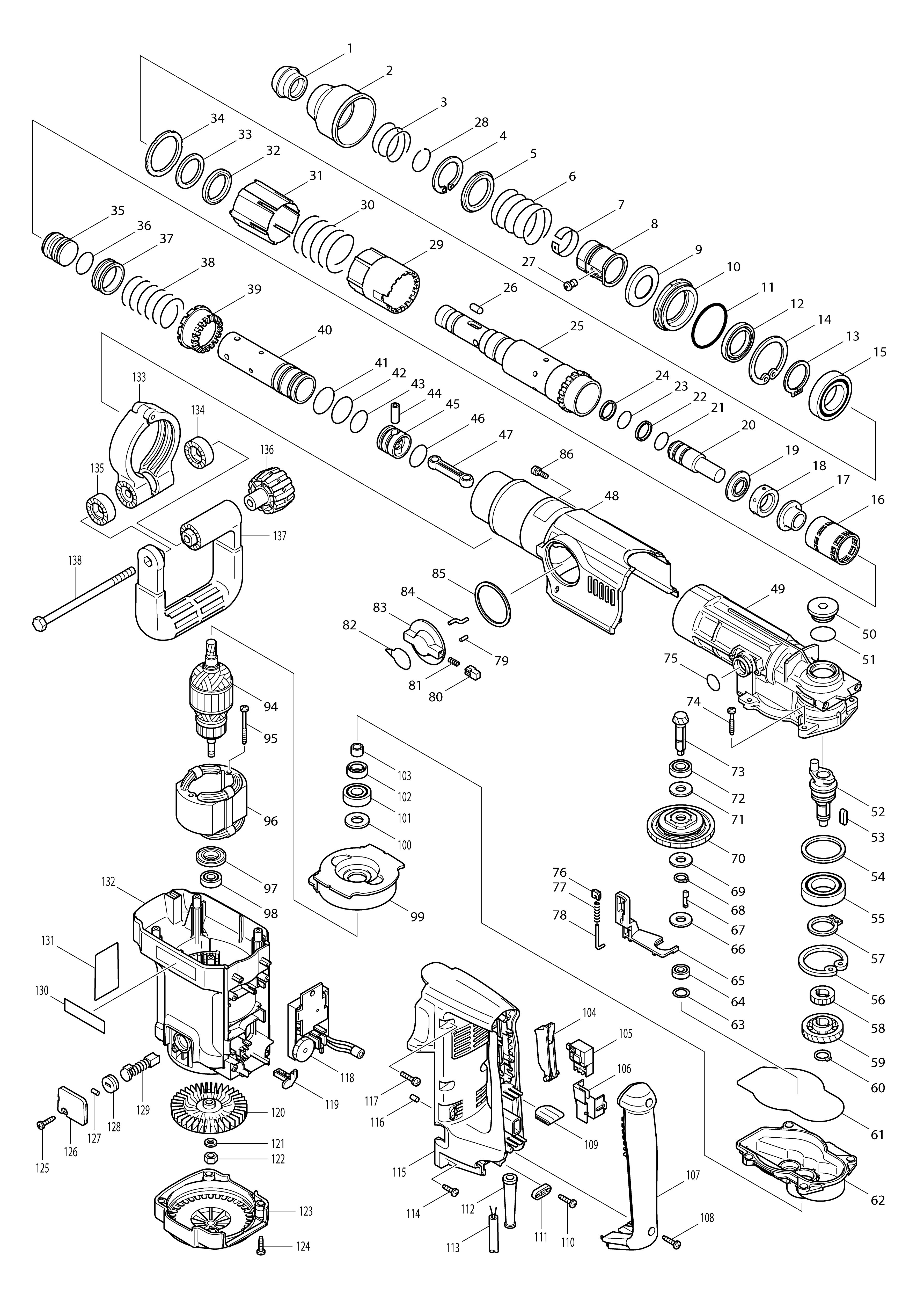 Vue éclatée Makita HR4500C#01