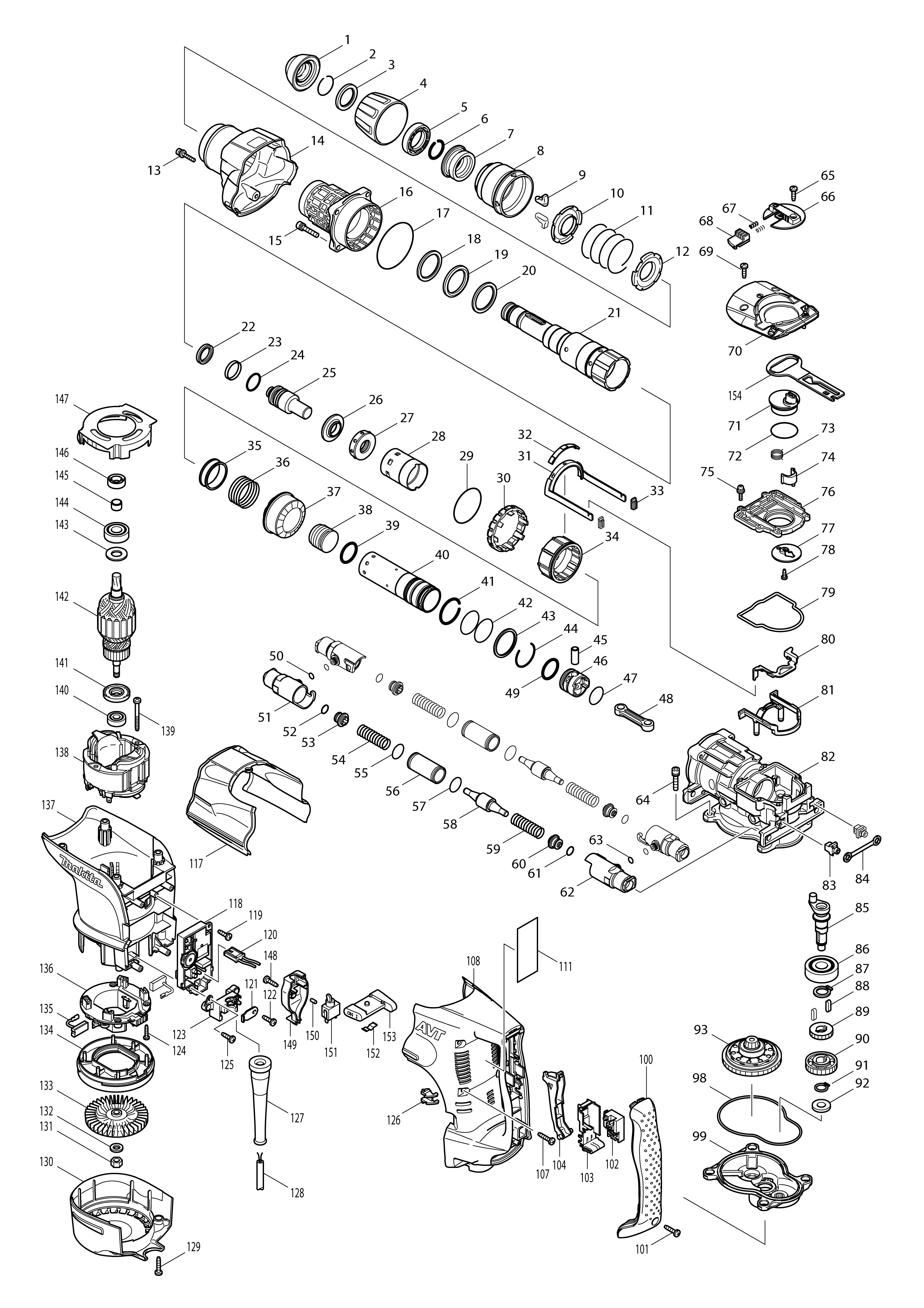 Vue éclatée Makita HR4510C#01