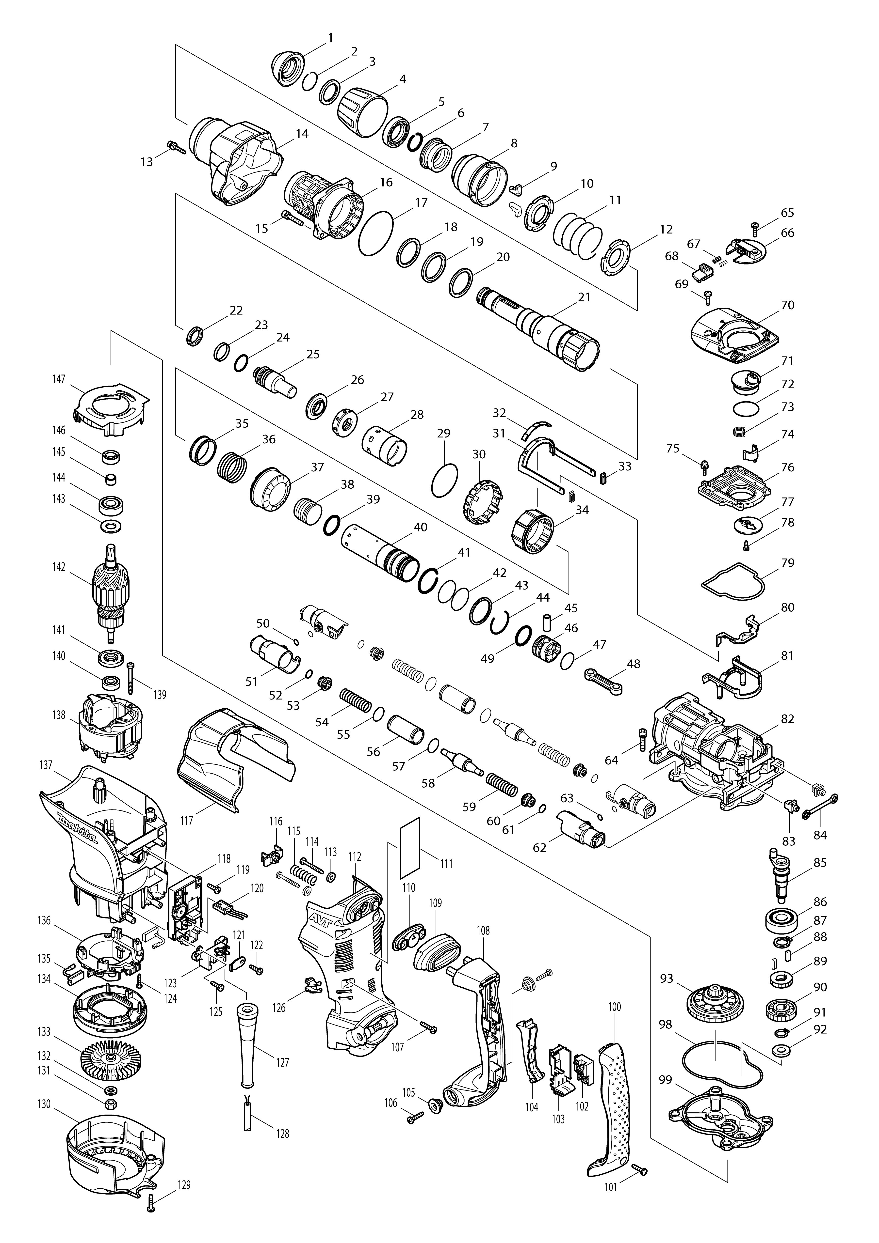 Vue éclatée Makita HR4511C#01