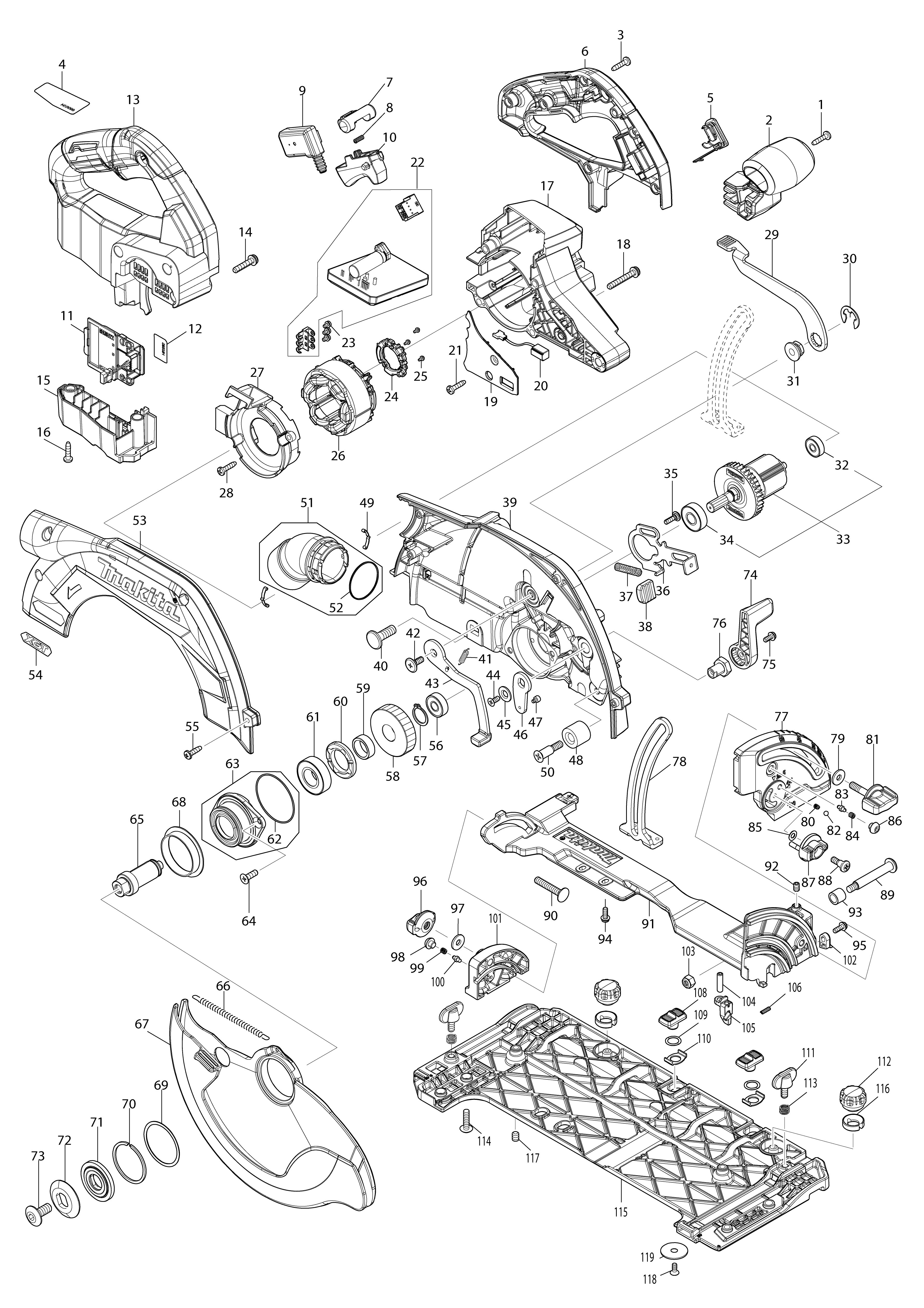 Vue éclatée Makita HS009G#01