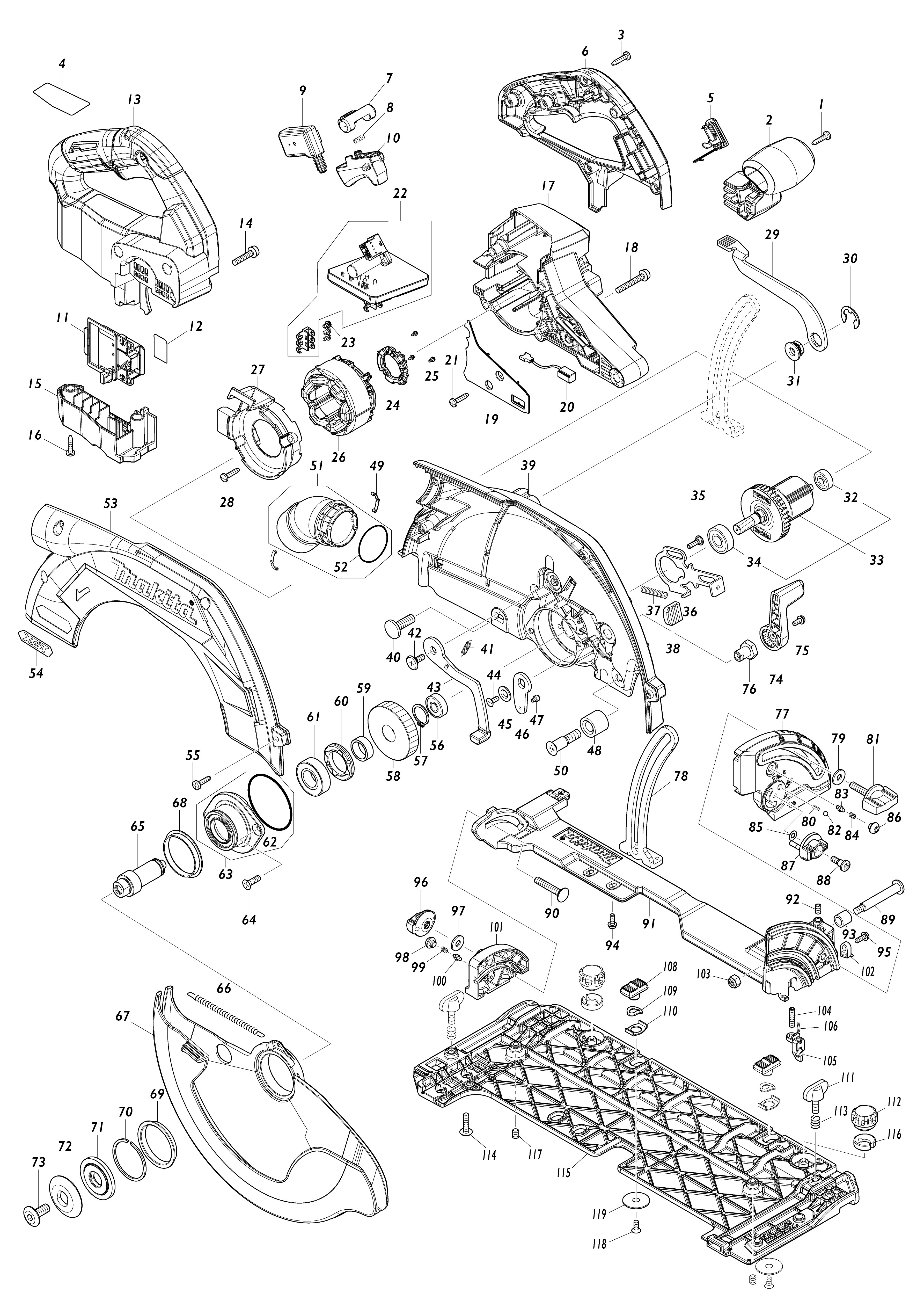 Vue éclatée Makita HS011G#01