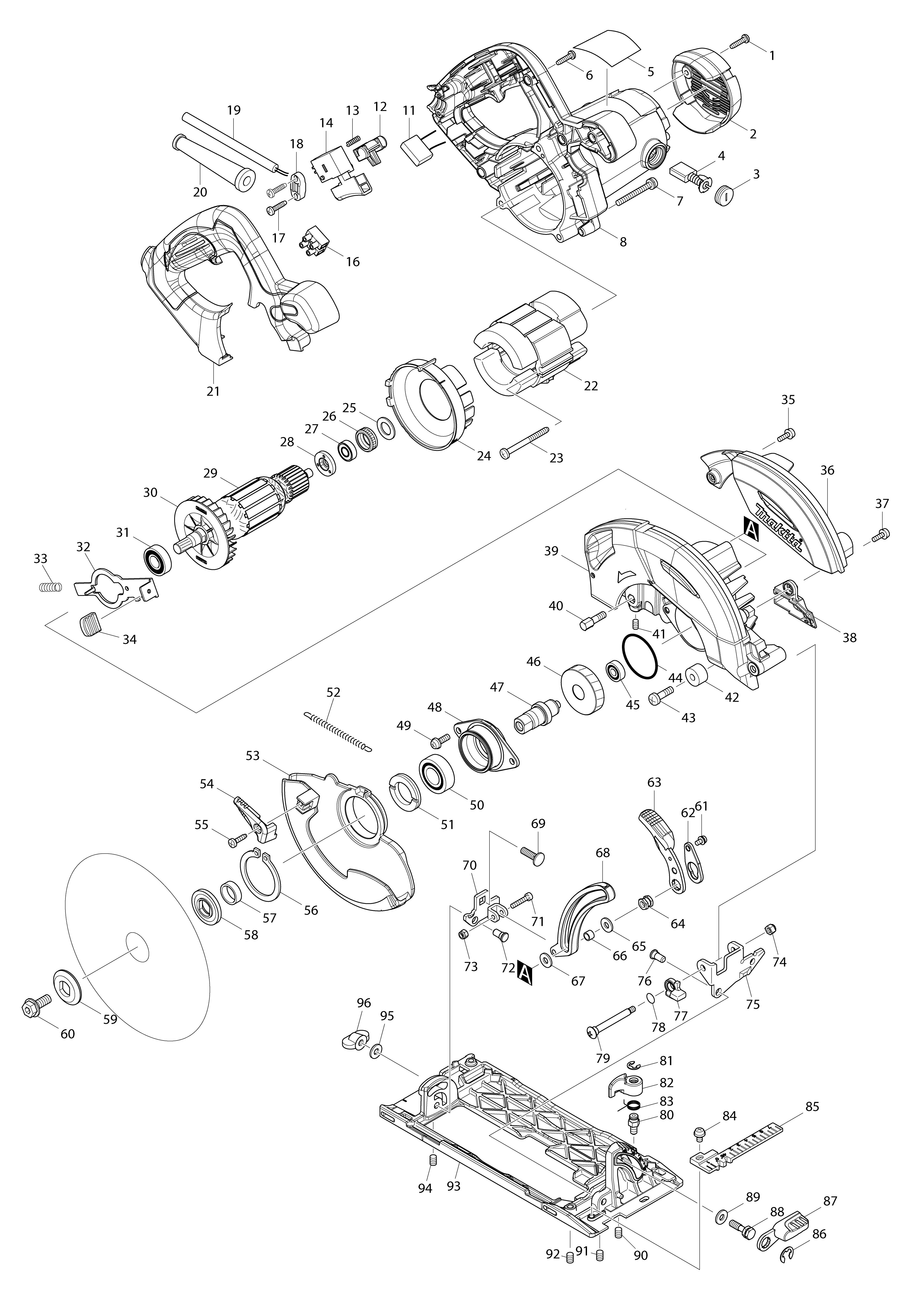 Vue éclatée Makita HS6100#01