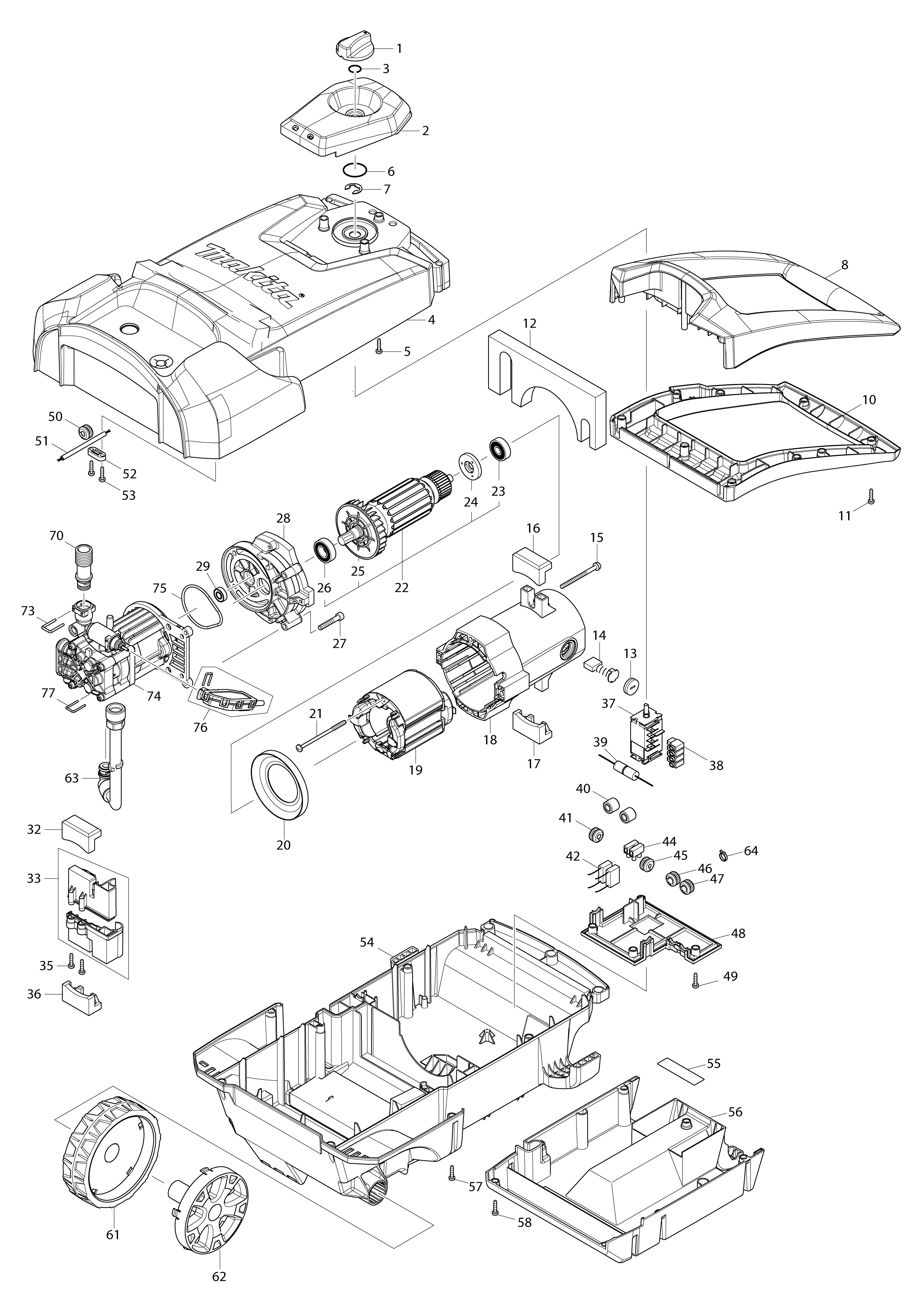 Vue éclatée Makita HW1200#01
