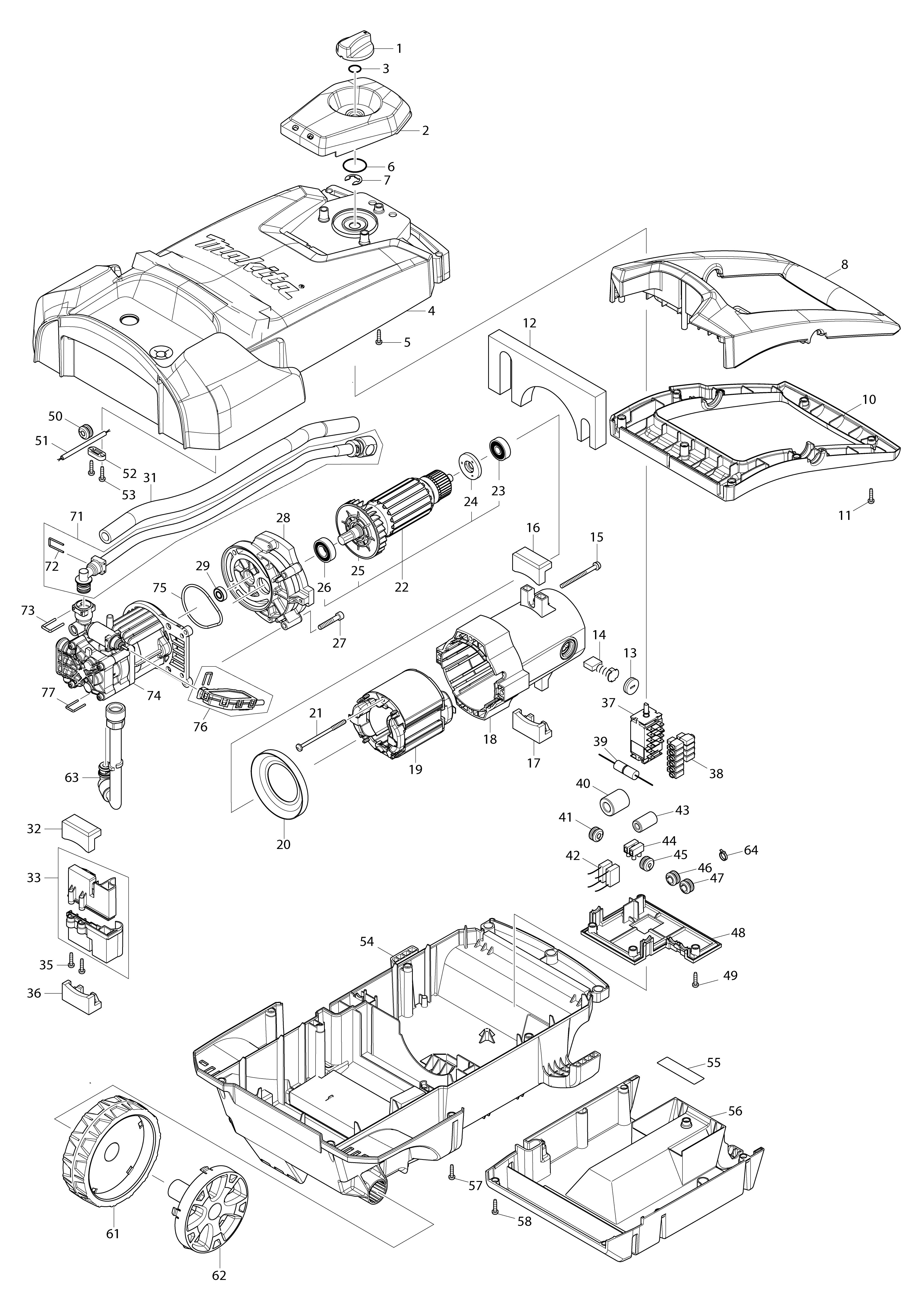 Vue éclatée Makita HW1300#01