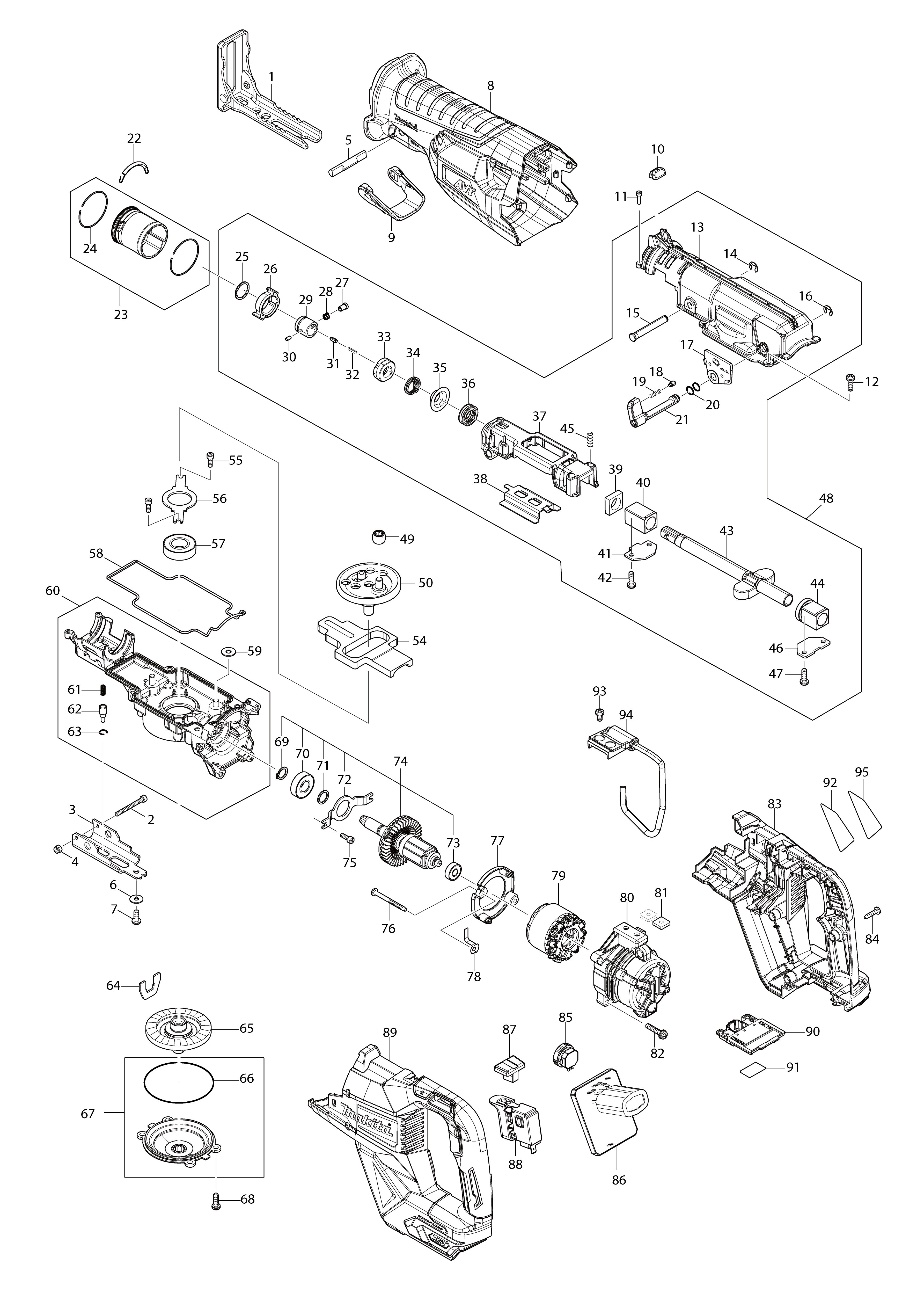 Vue éclatée Makita JR002G#01