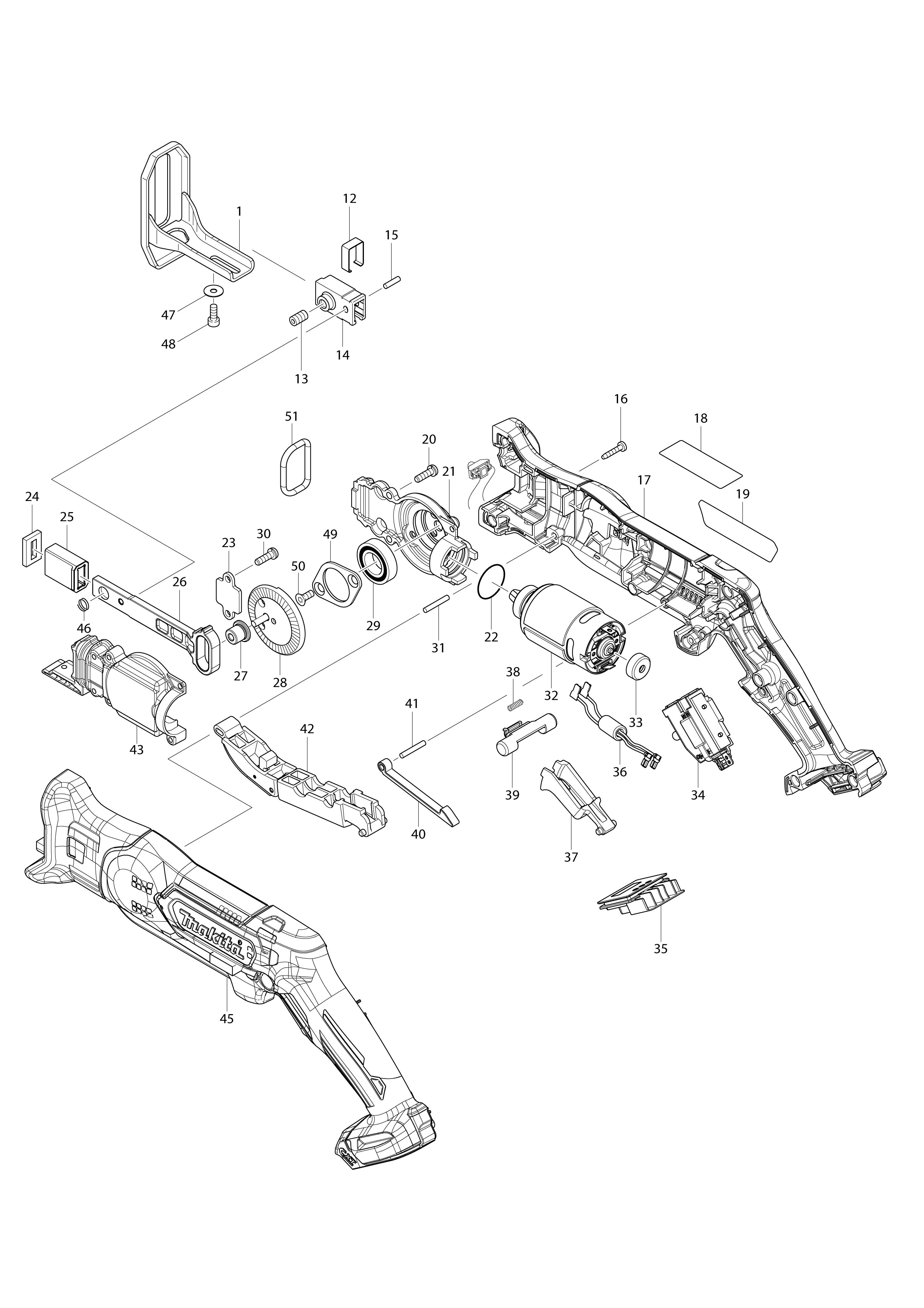 Vue éclatée Makita JR105D#01