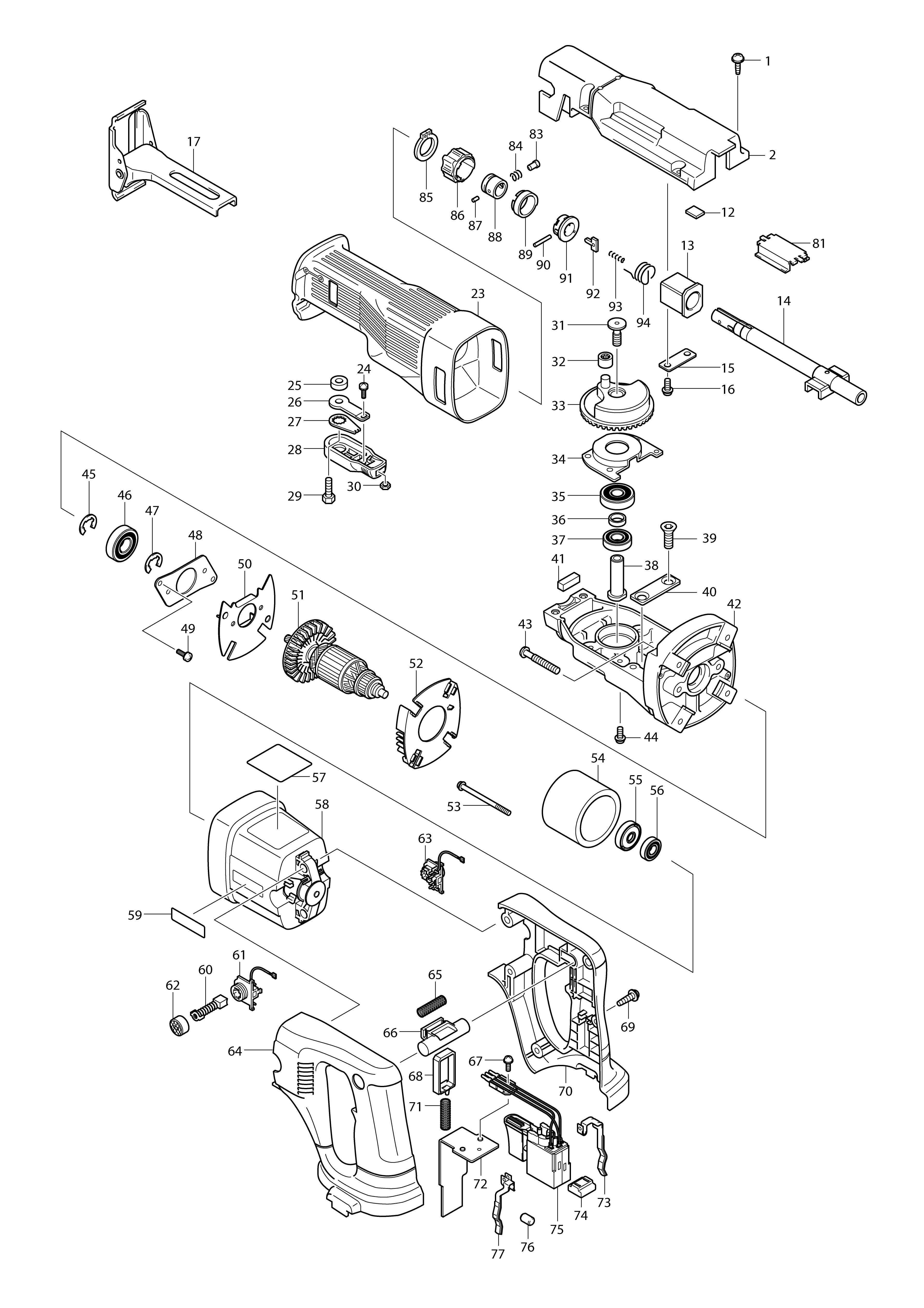 Vue éclatée Makita JR180D#01