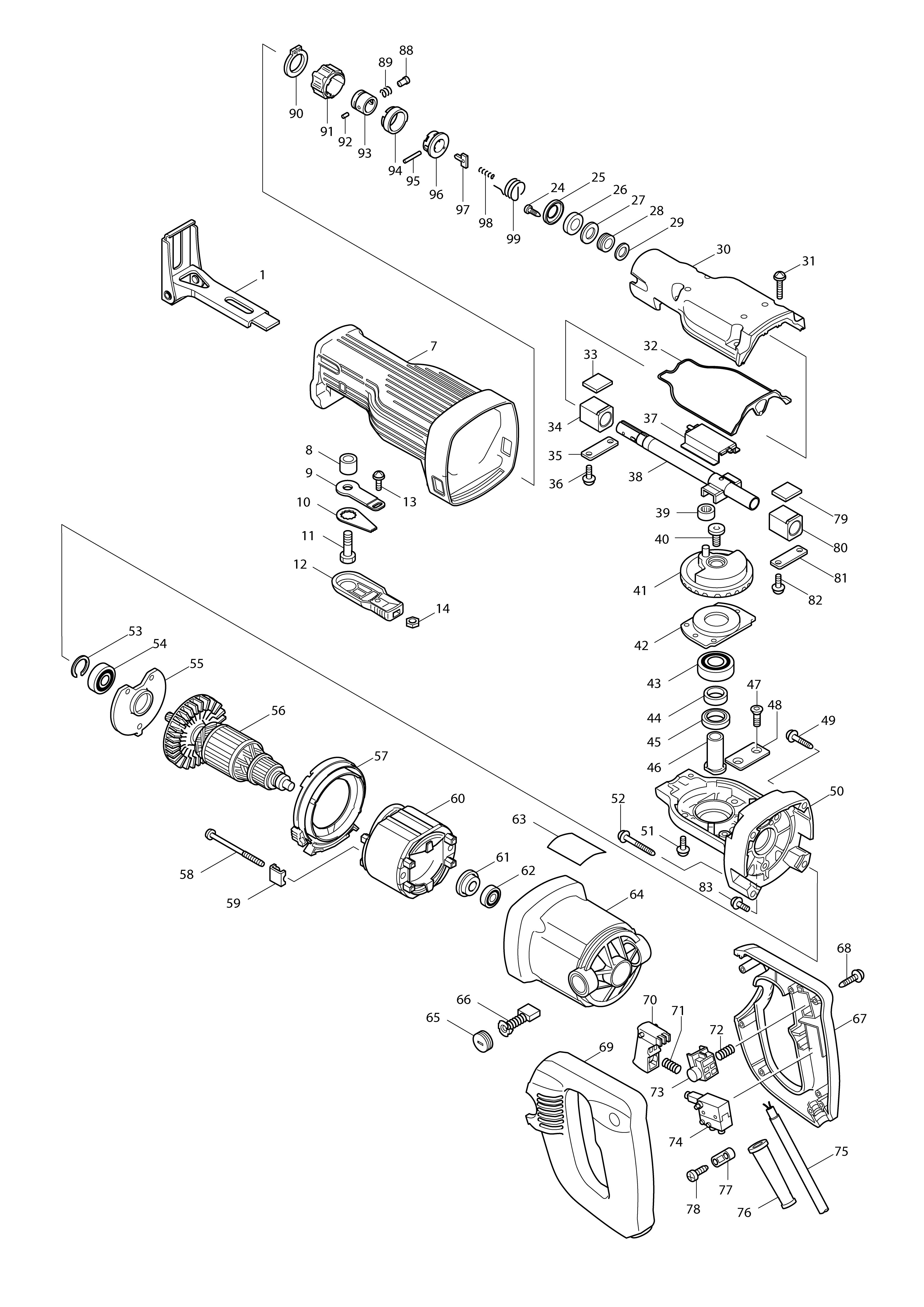Vue éclatée Makita JR3030T#01