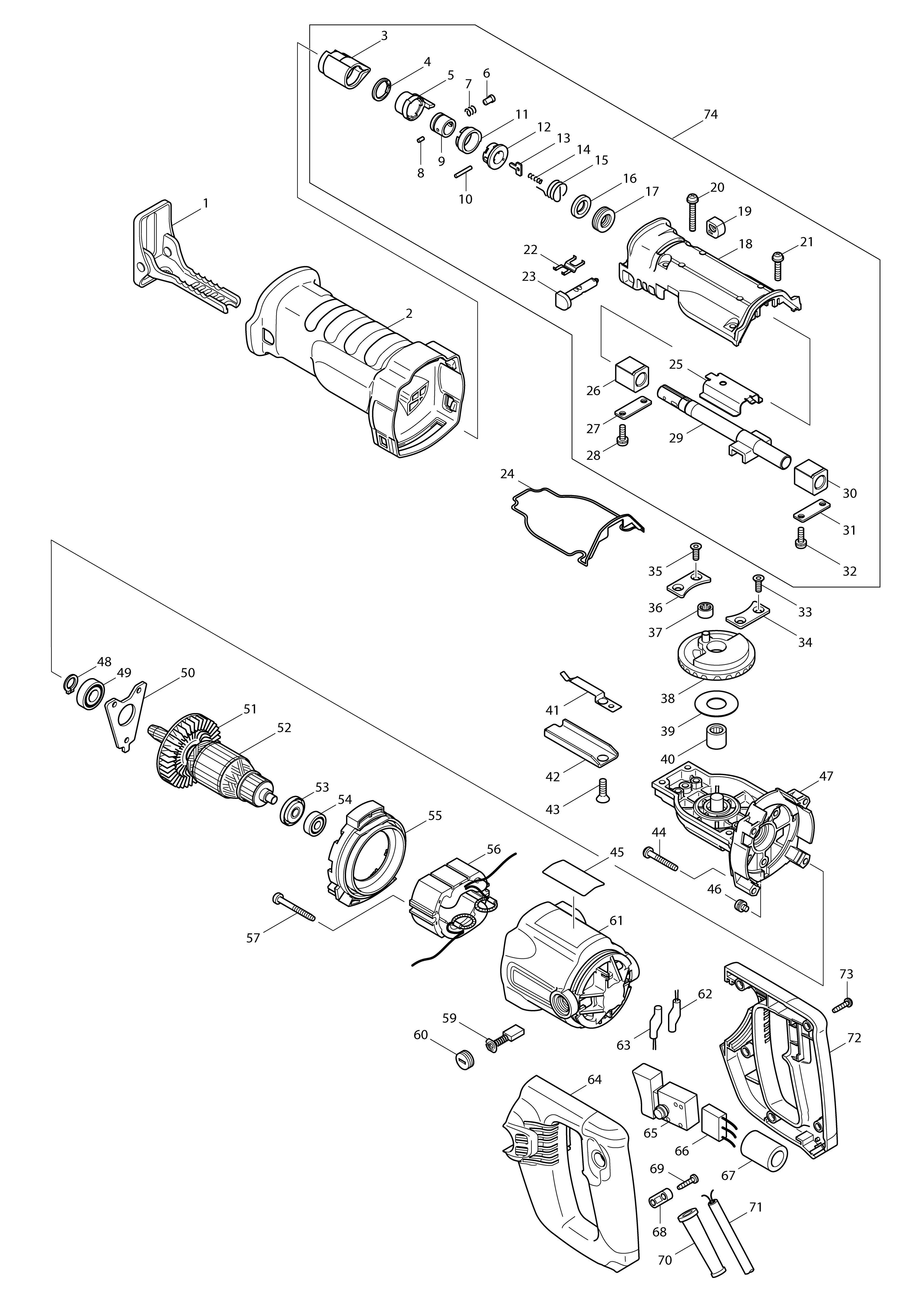 Vue éclatée Makita JR3050T#01