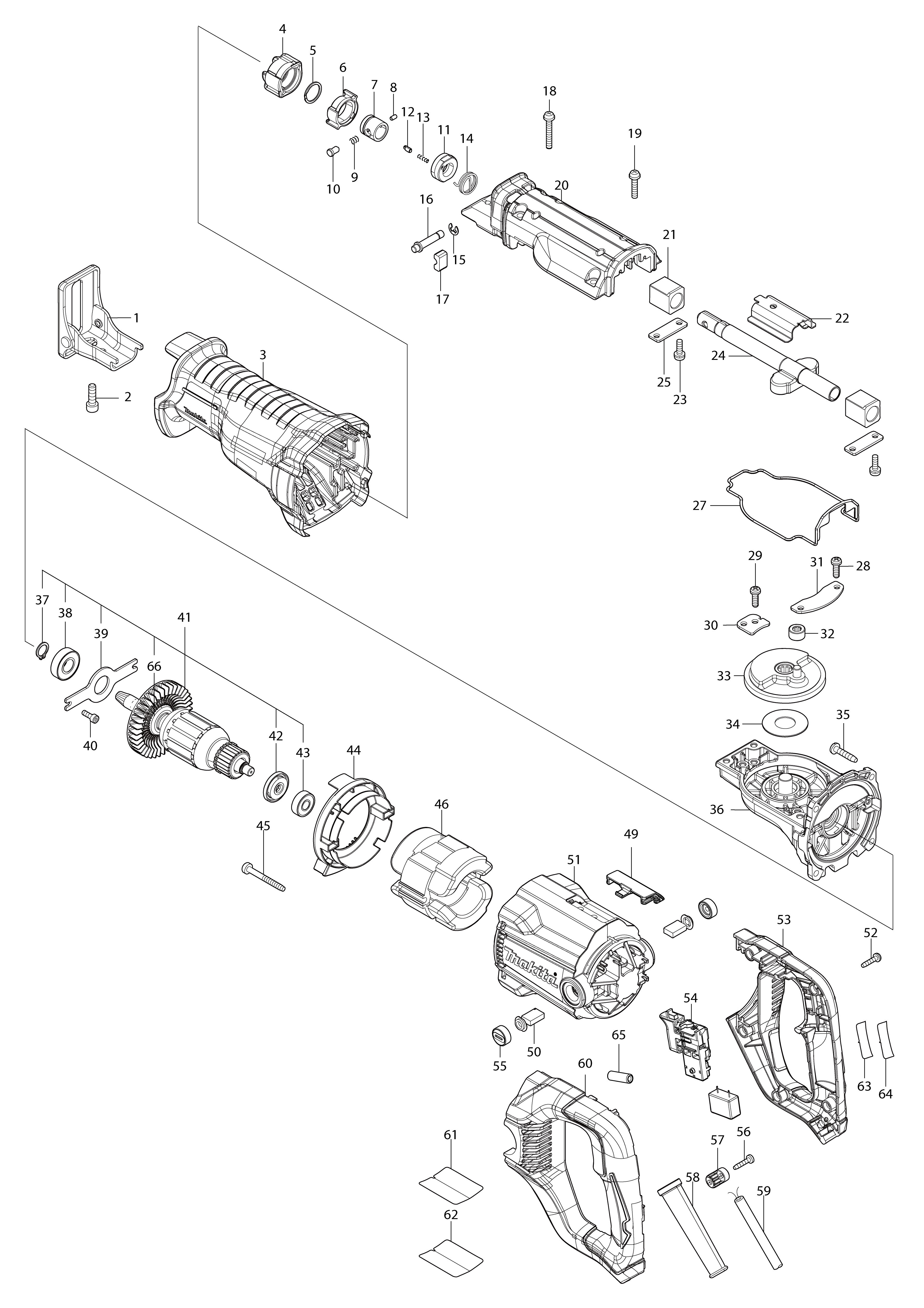 Vue éclatée Makita JR3051T#01