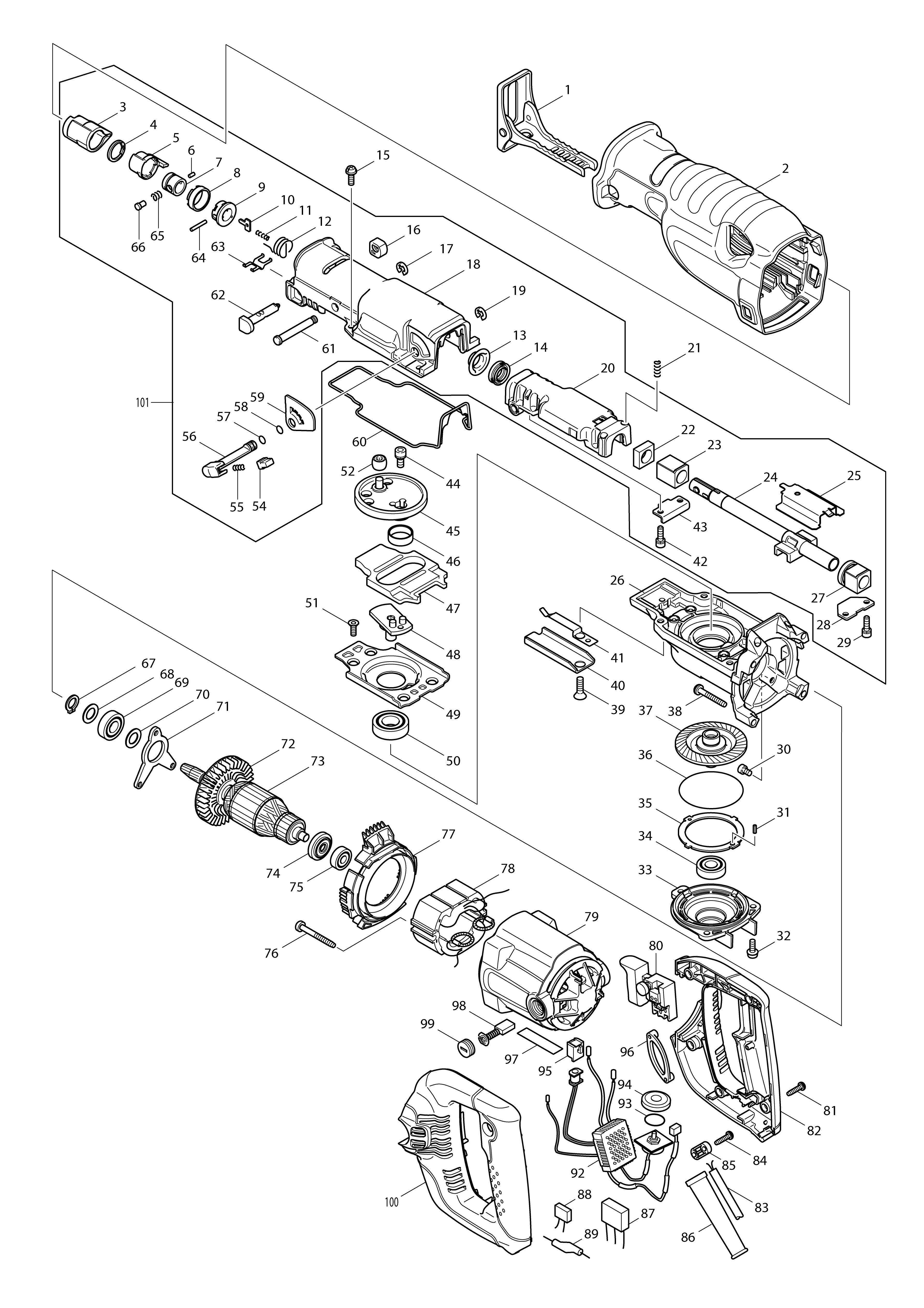 Vue éclatée Makita JR3070CT#01