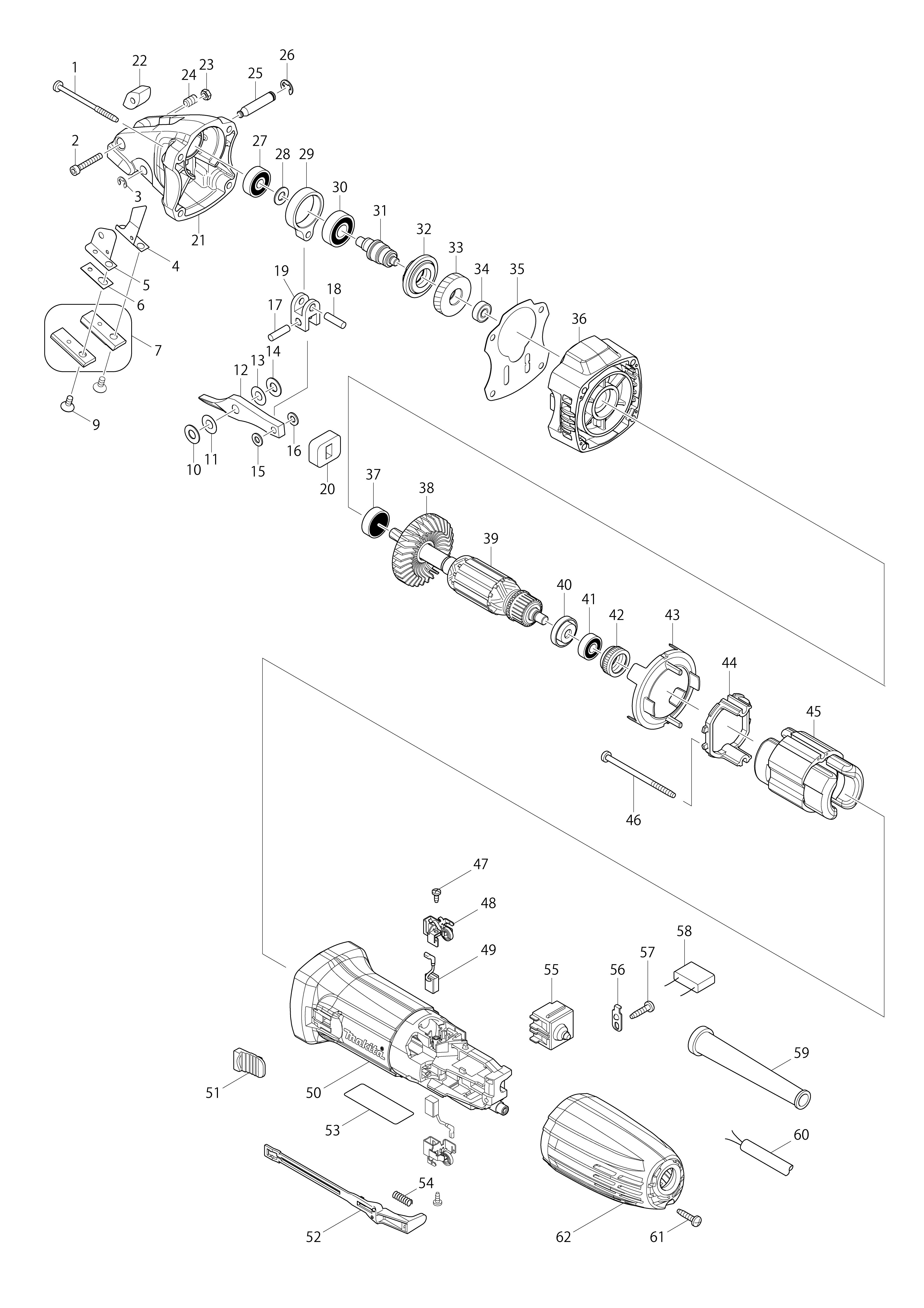 Vue éclatée Makita JS1000#01
