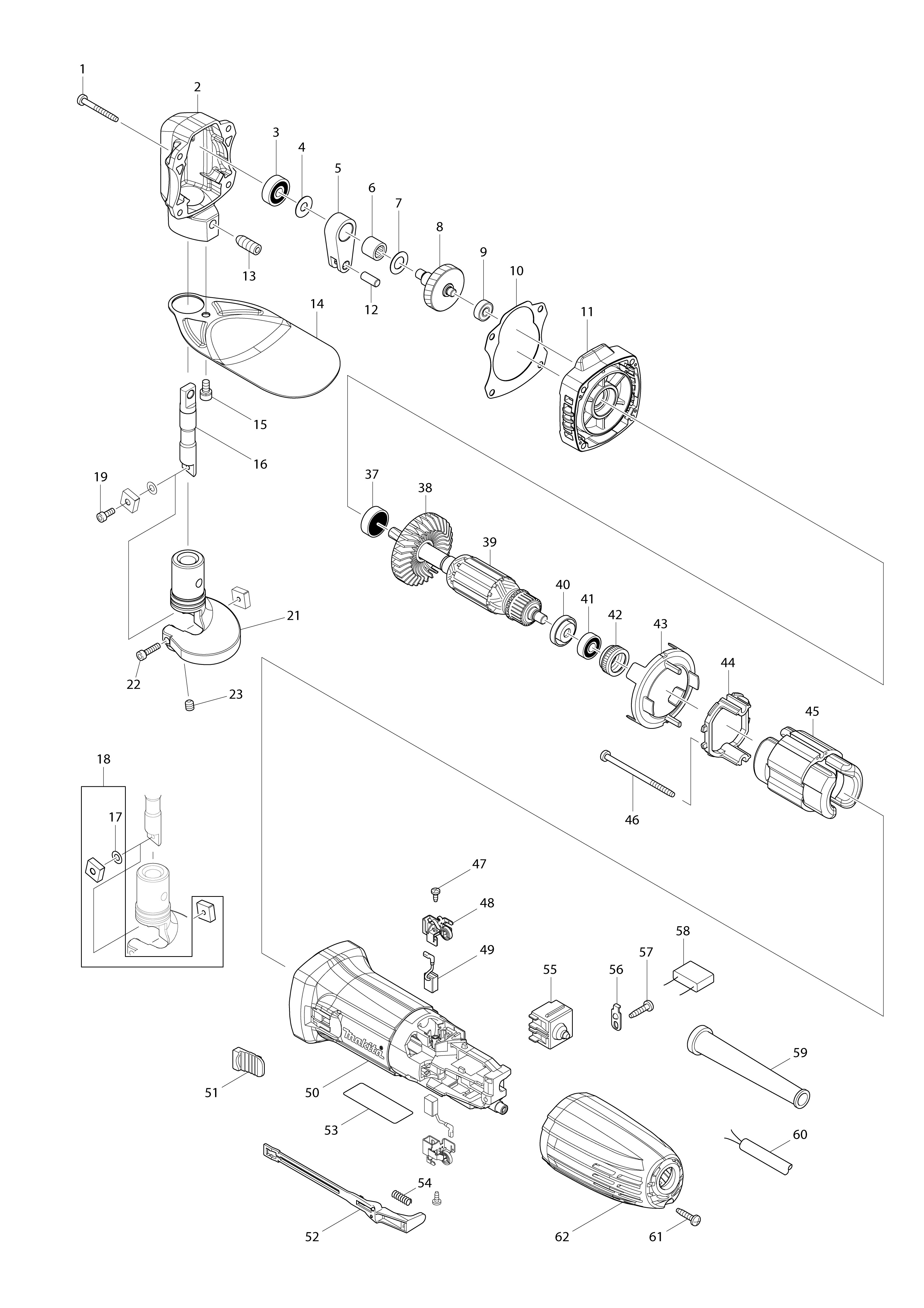 Vue éclatée Makita JS1602#01