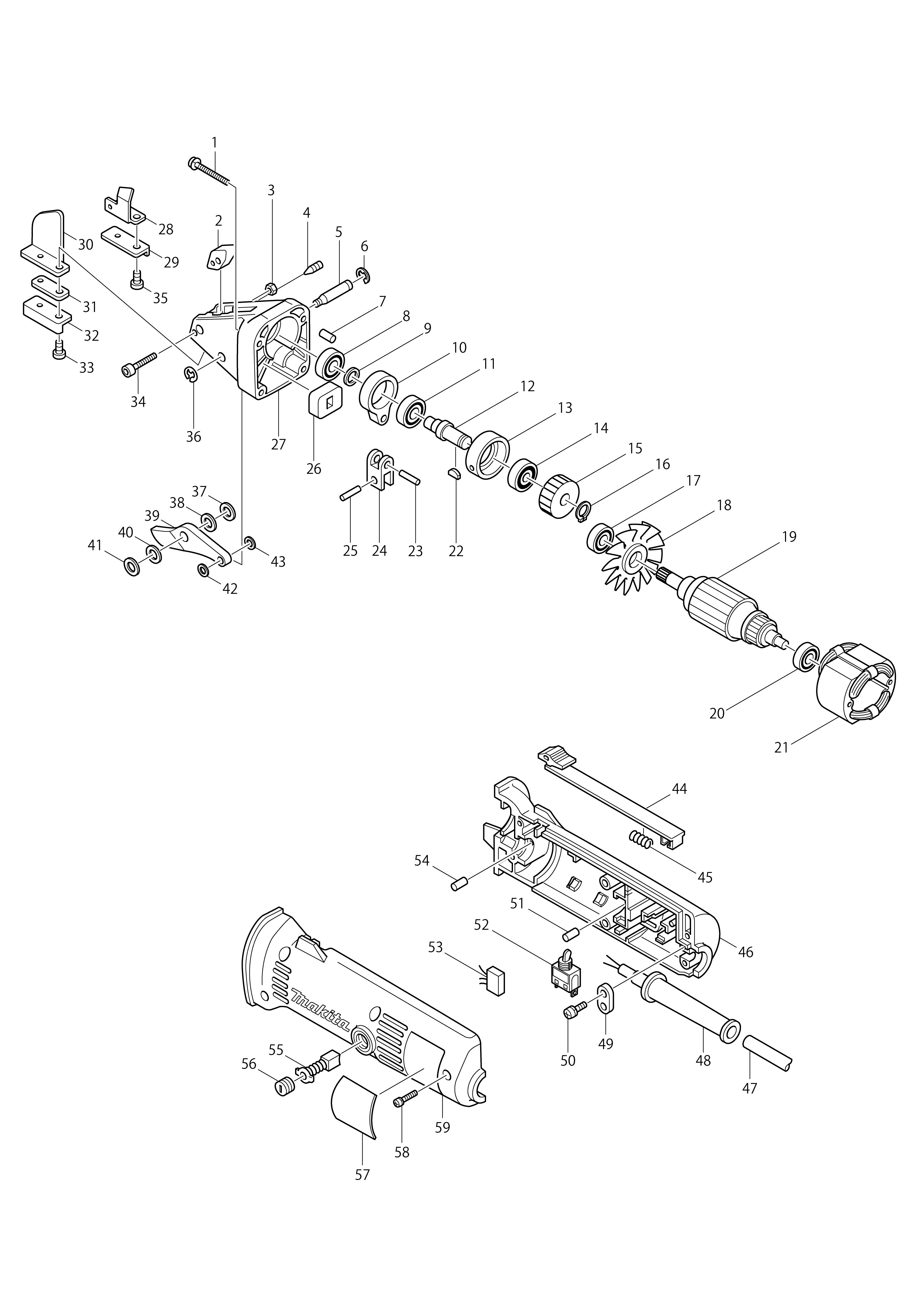 Vue éclatée Makita JS1660#01