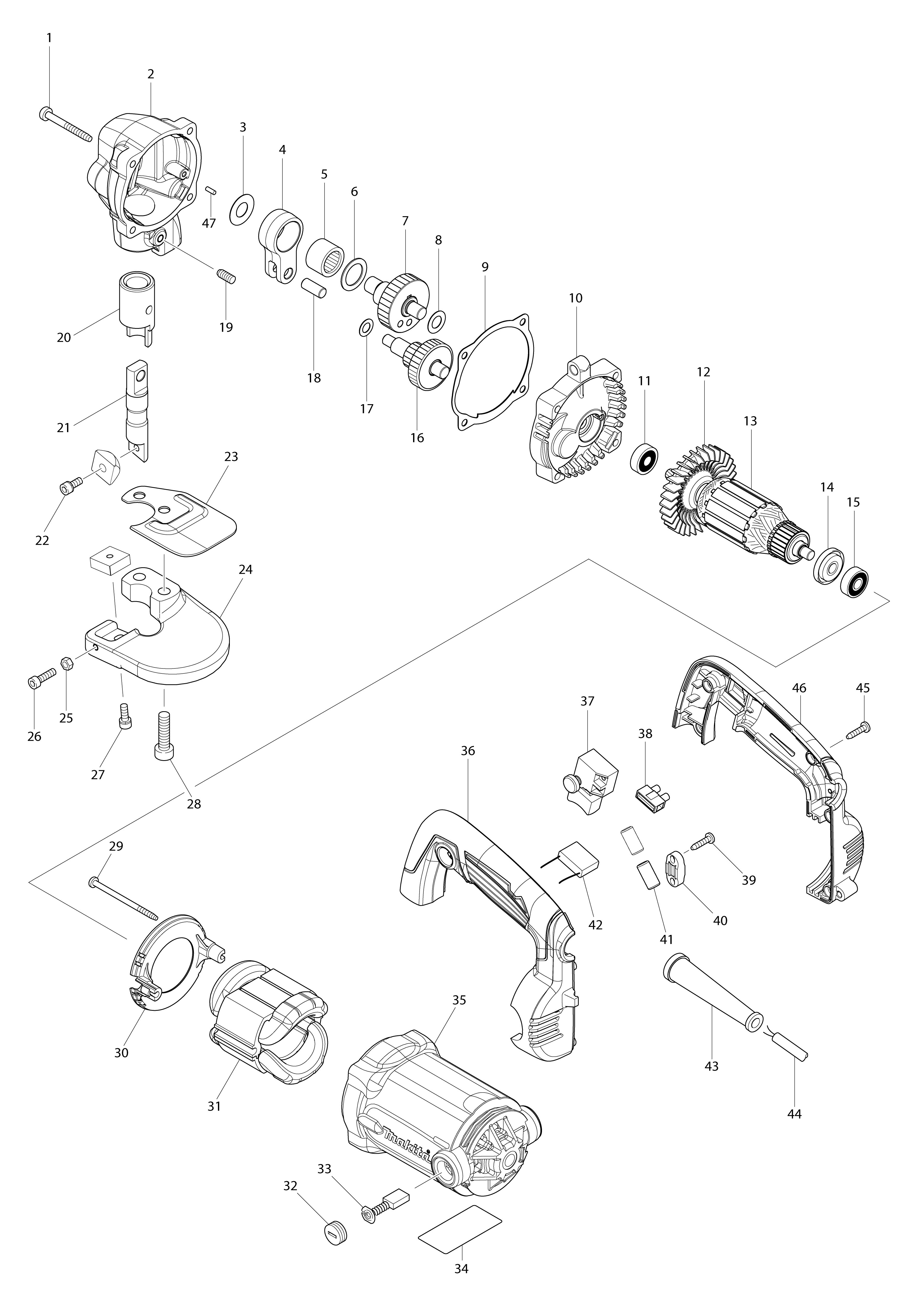 Vue éclatée Makita JS3201#01