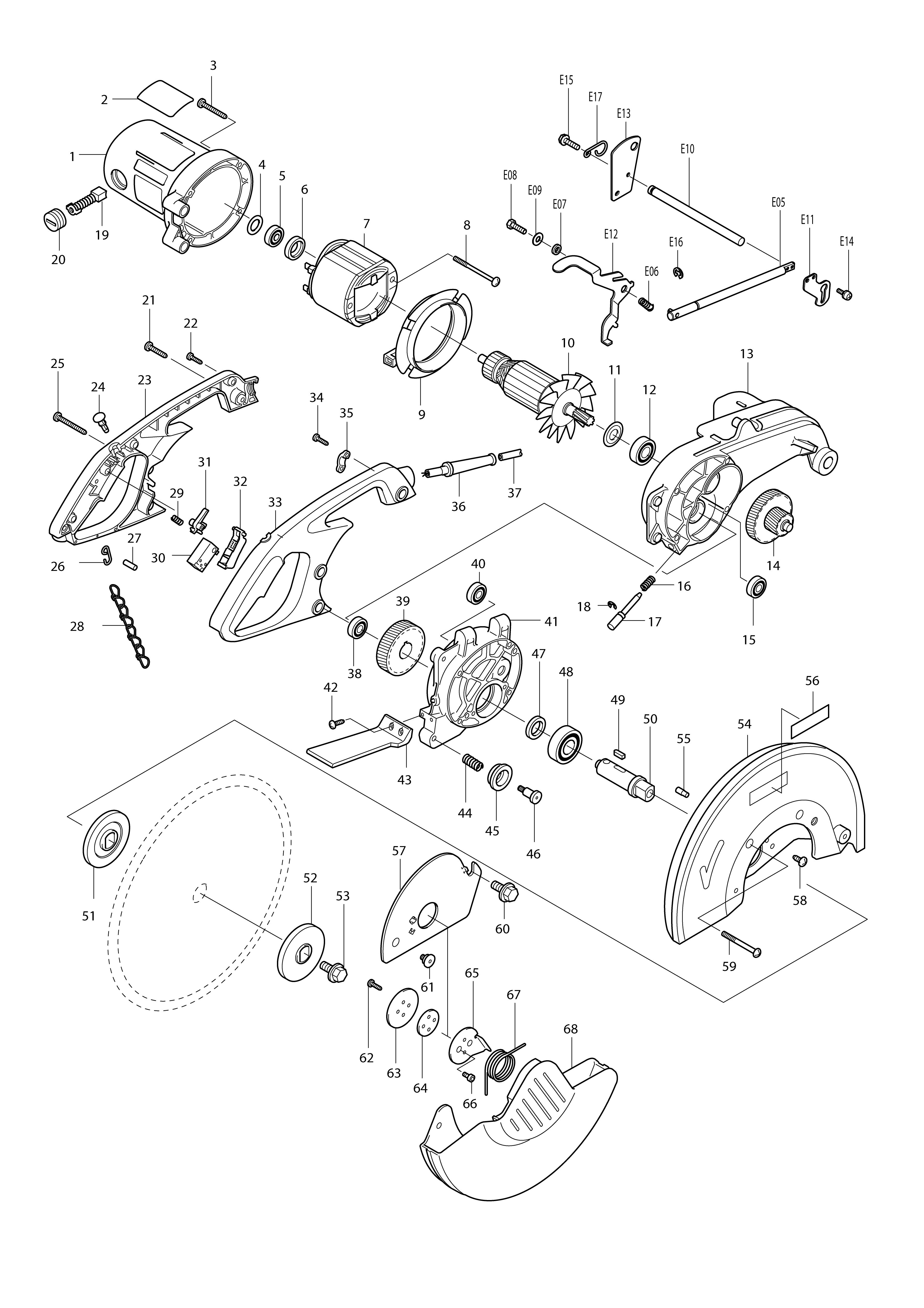 Vue éclatée Makita LC1230#01