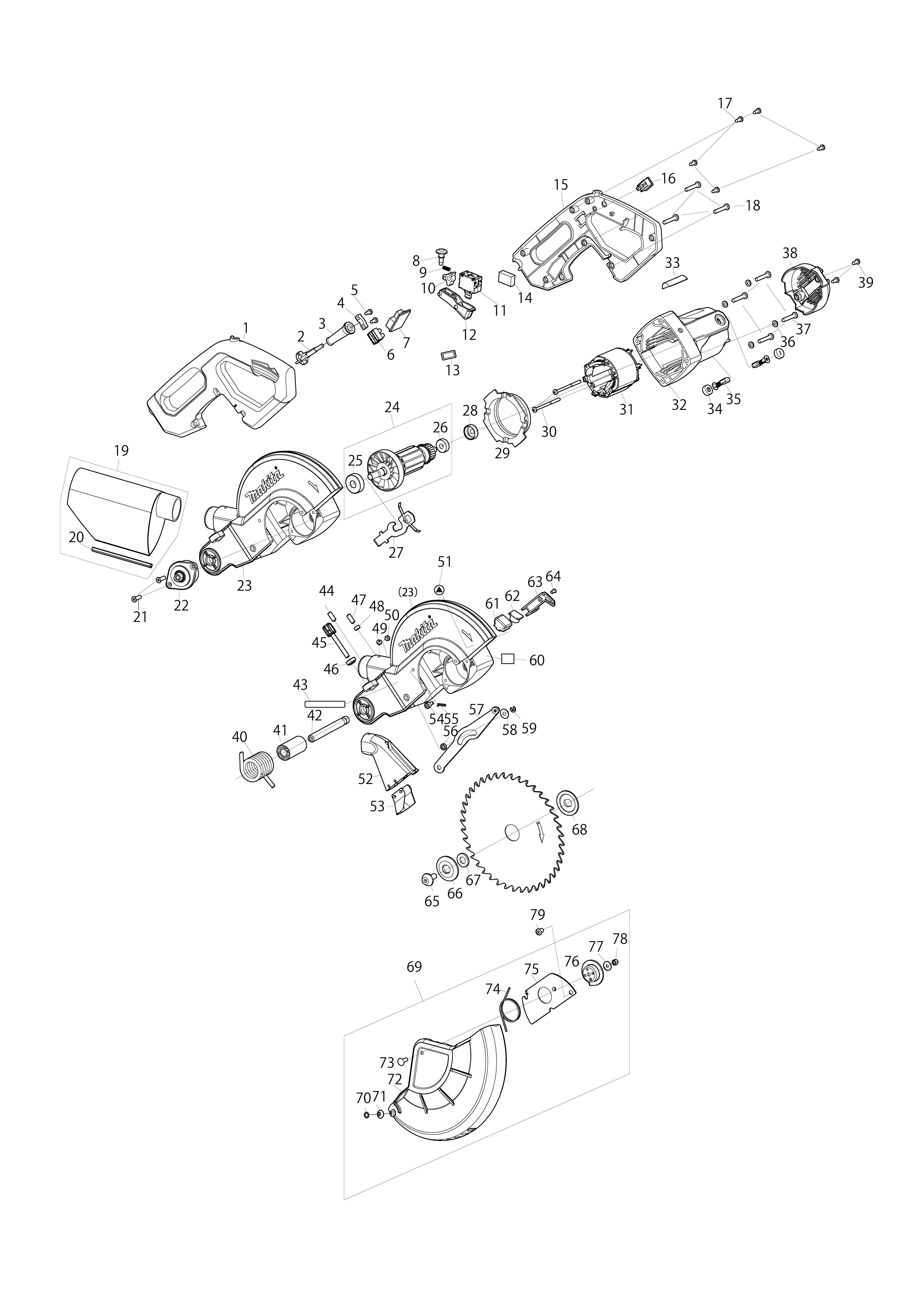 Vue éclatée Makita LS0816F#01