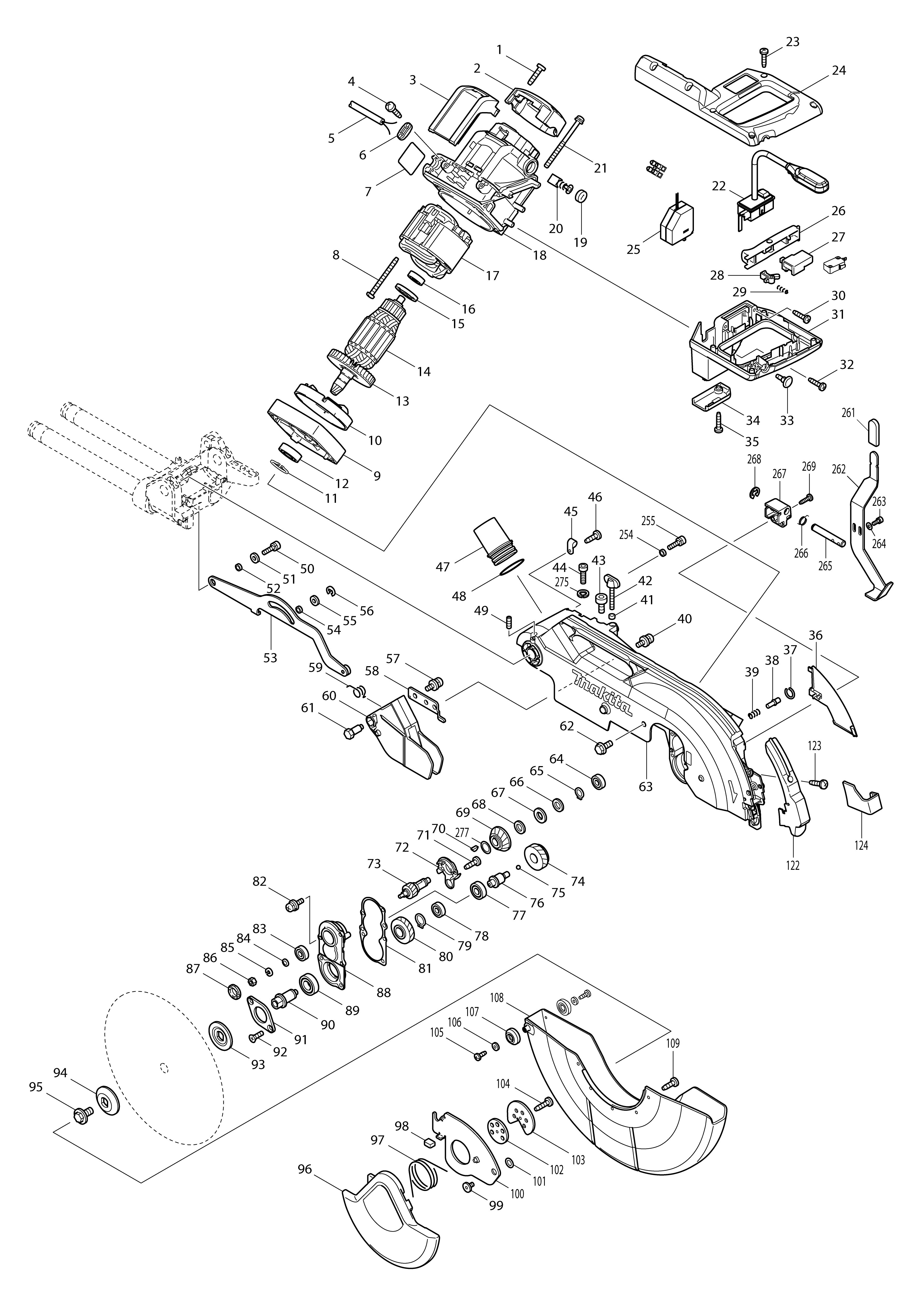 Vue éclatée Makita LS1216F#01