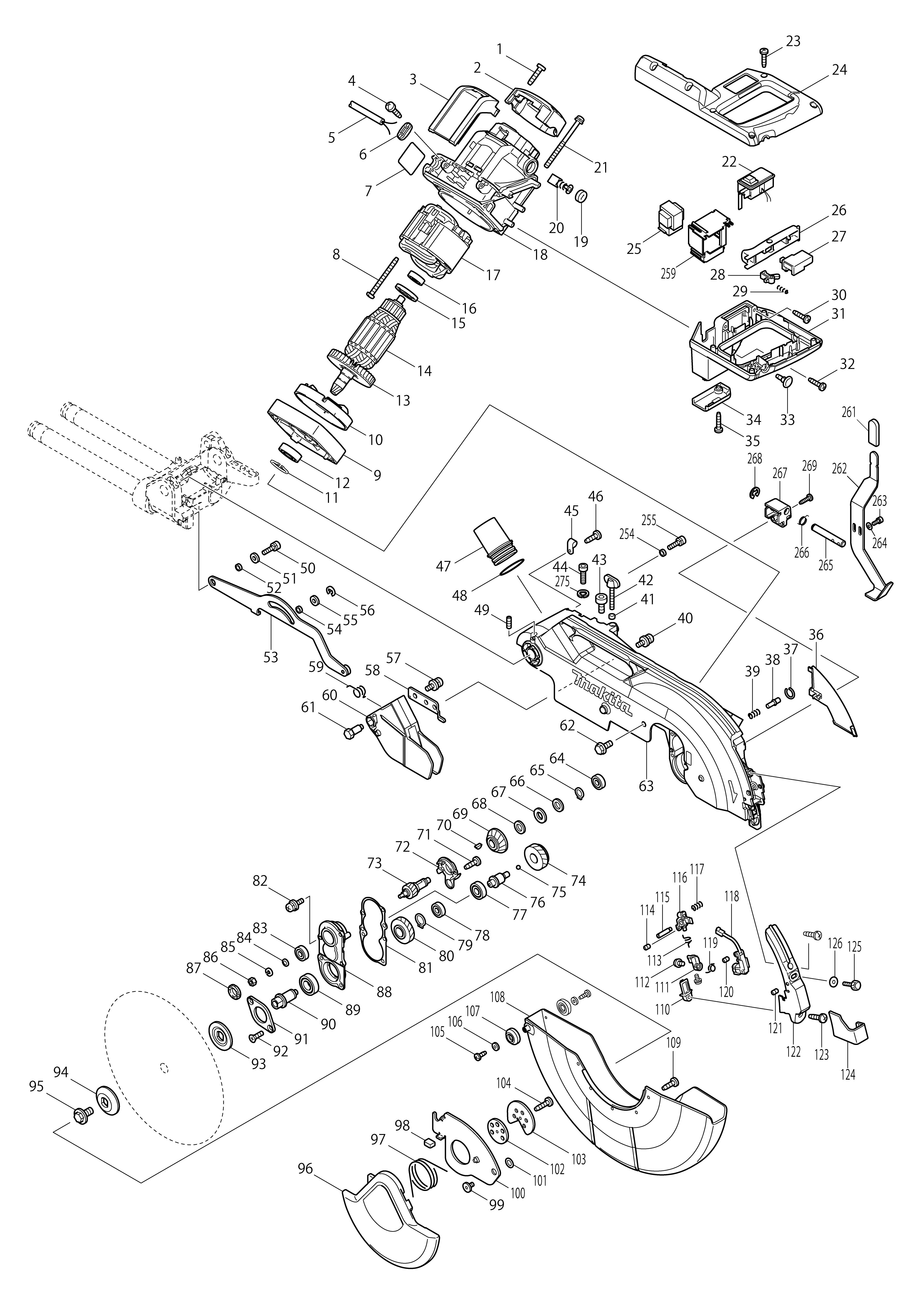 Vue éclatée Makita LS1216L#01