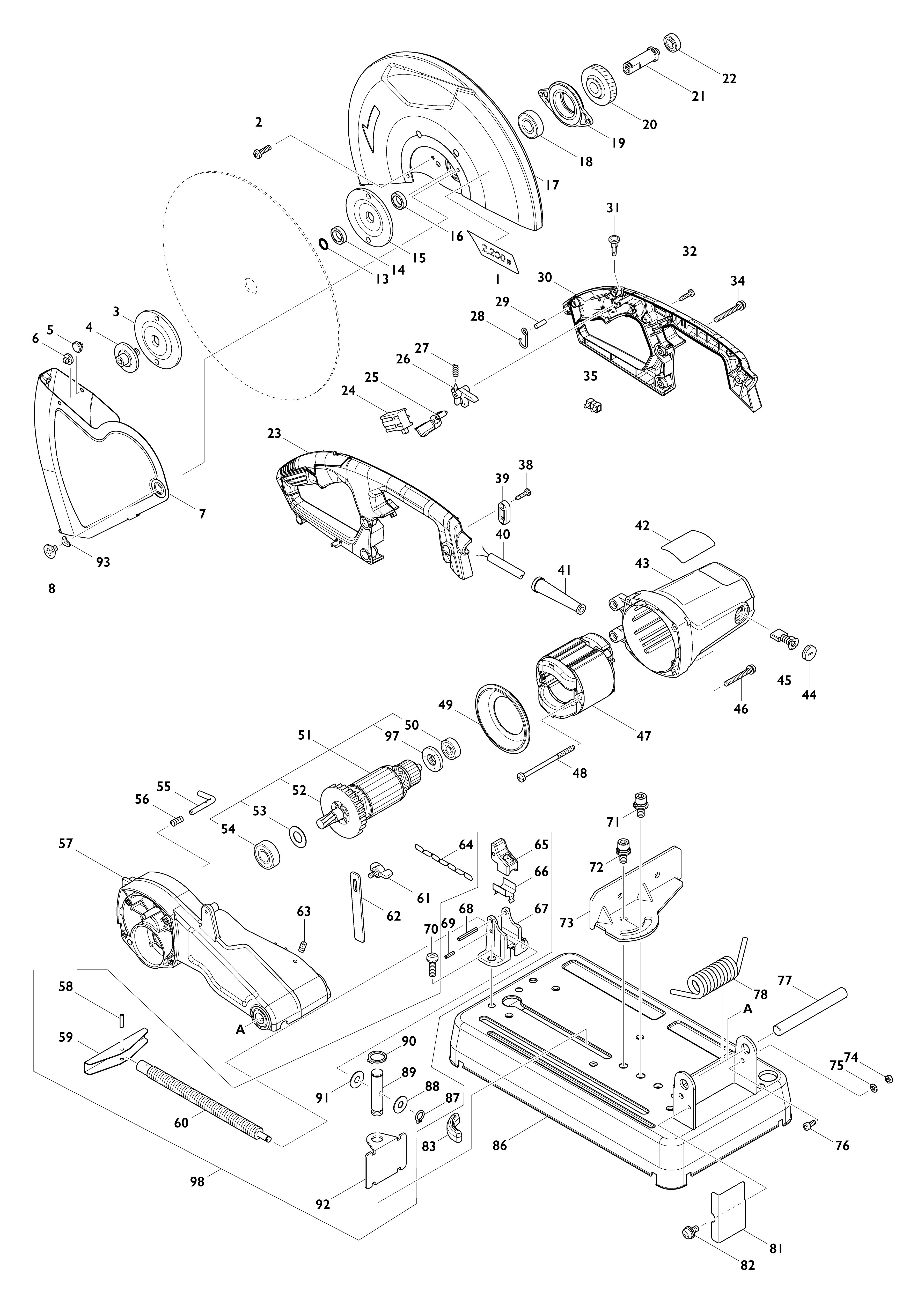 Vue éclatée Makita M2403#01