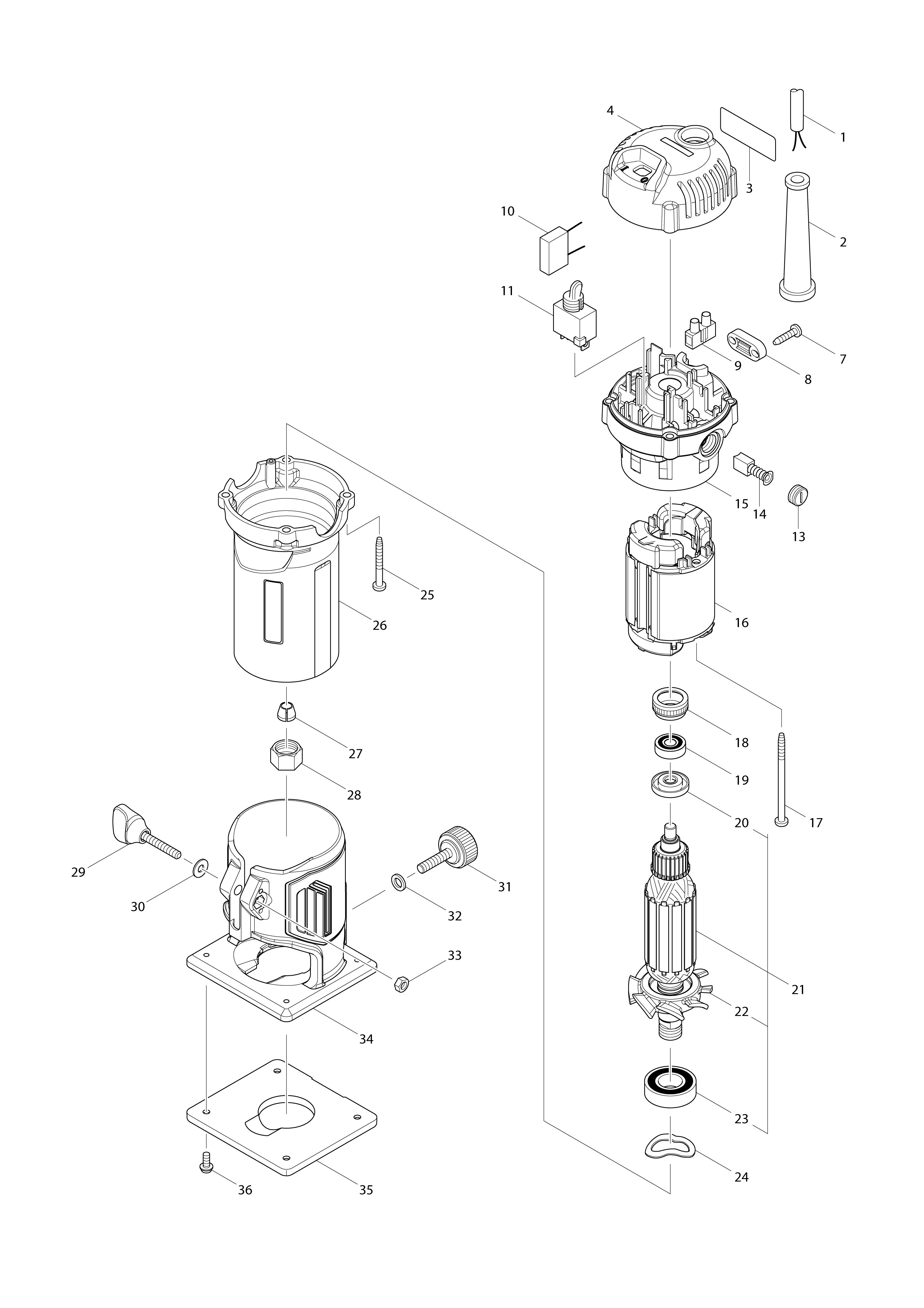 Vue éclatée Makita M3700#01