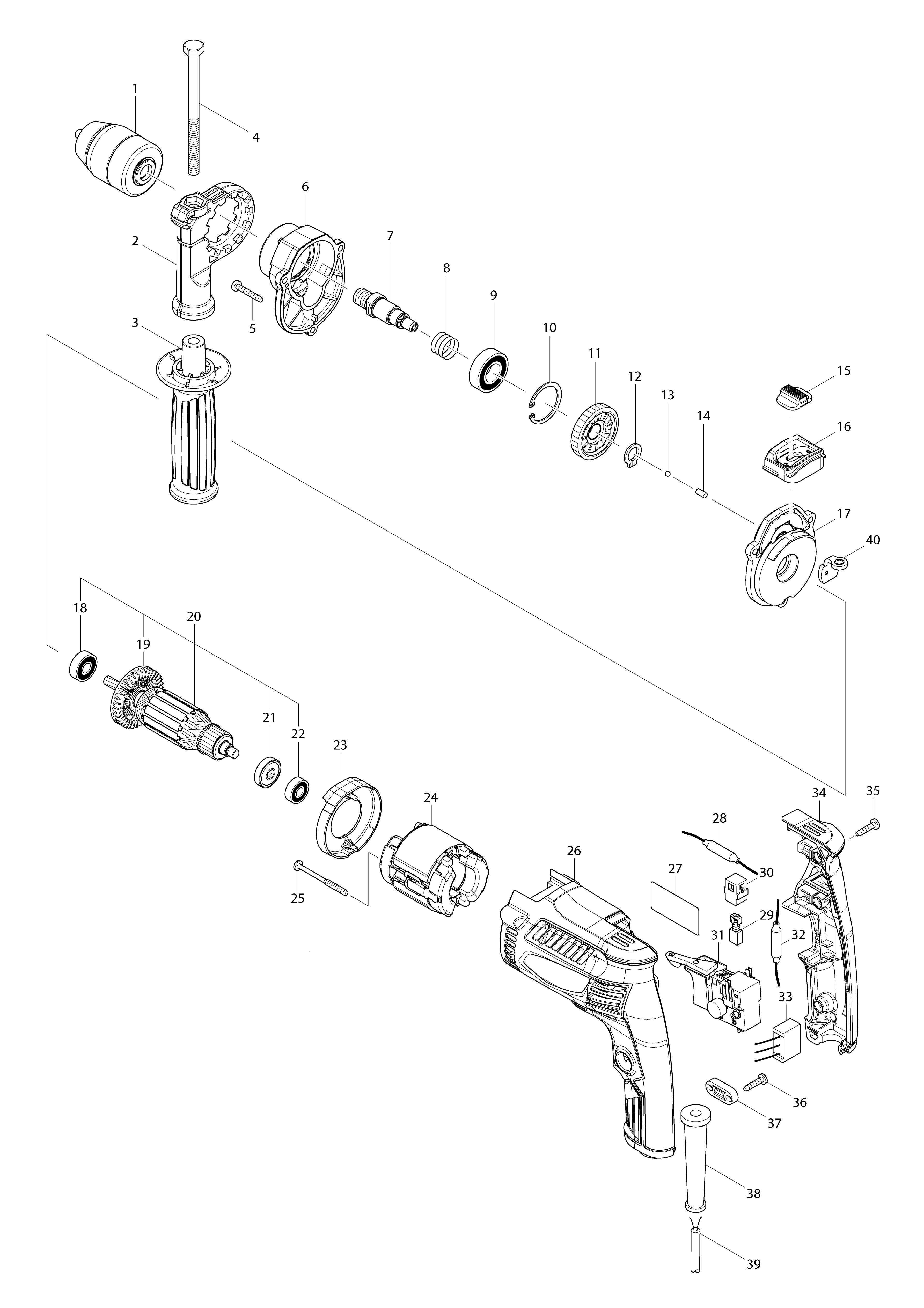 Vue éclatée Makita M8104#01