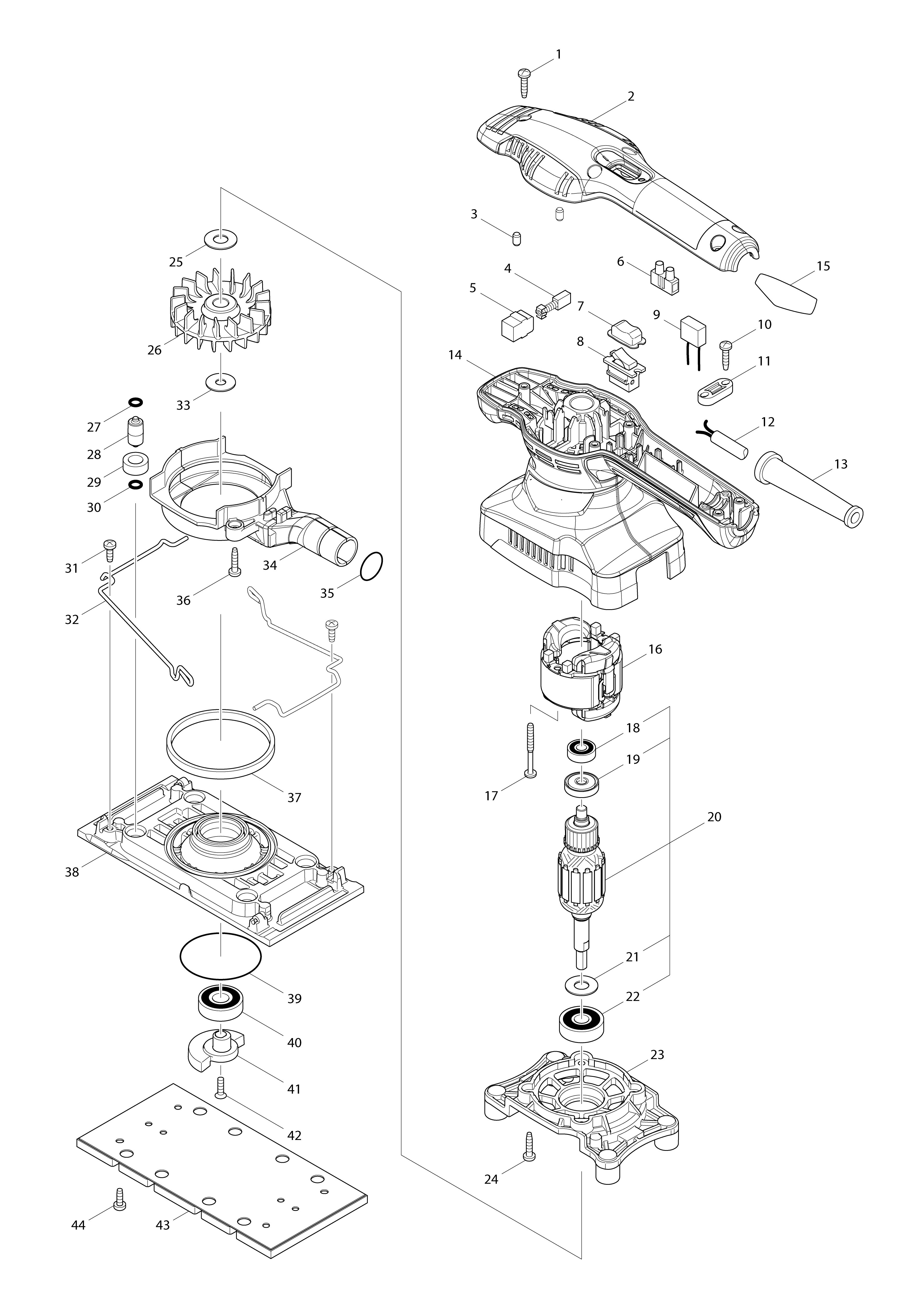 Vue éclatée Makita M9203#01