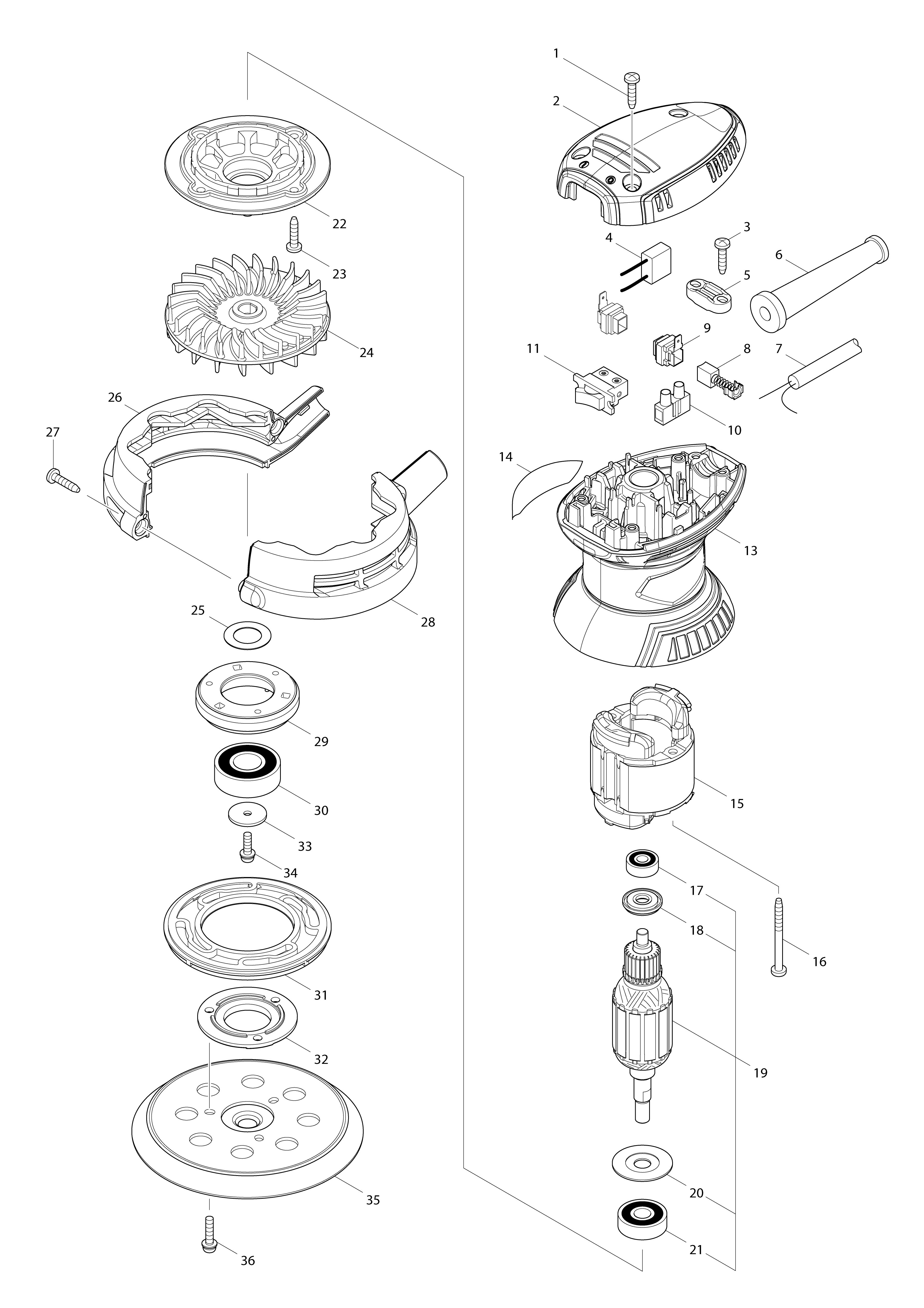 Vue éclatée Makita M9204#01