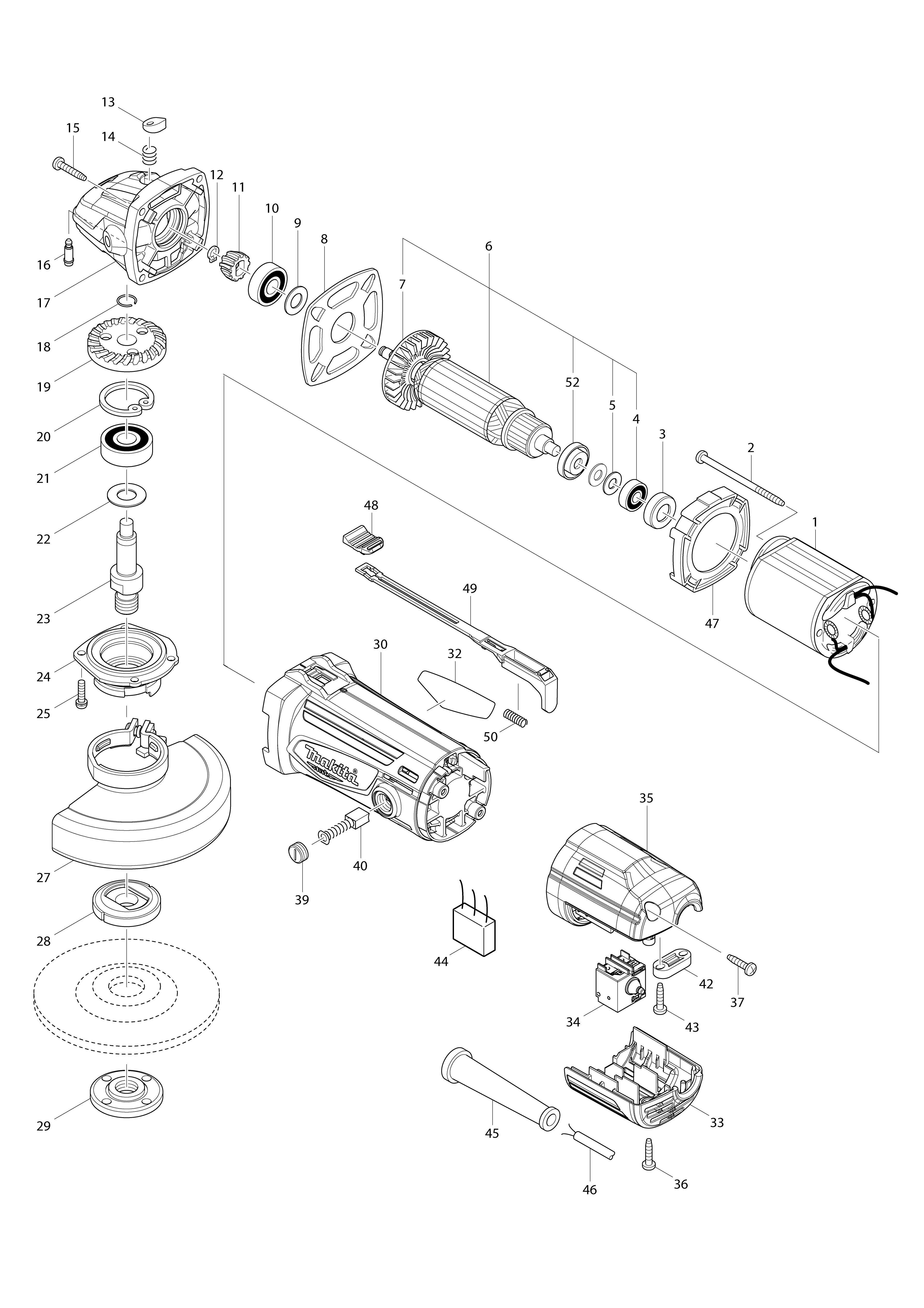 Vue éclatée Makita M9502R#01
