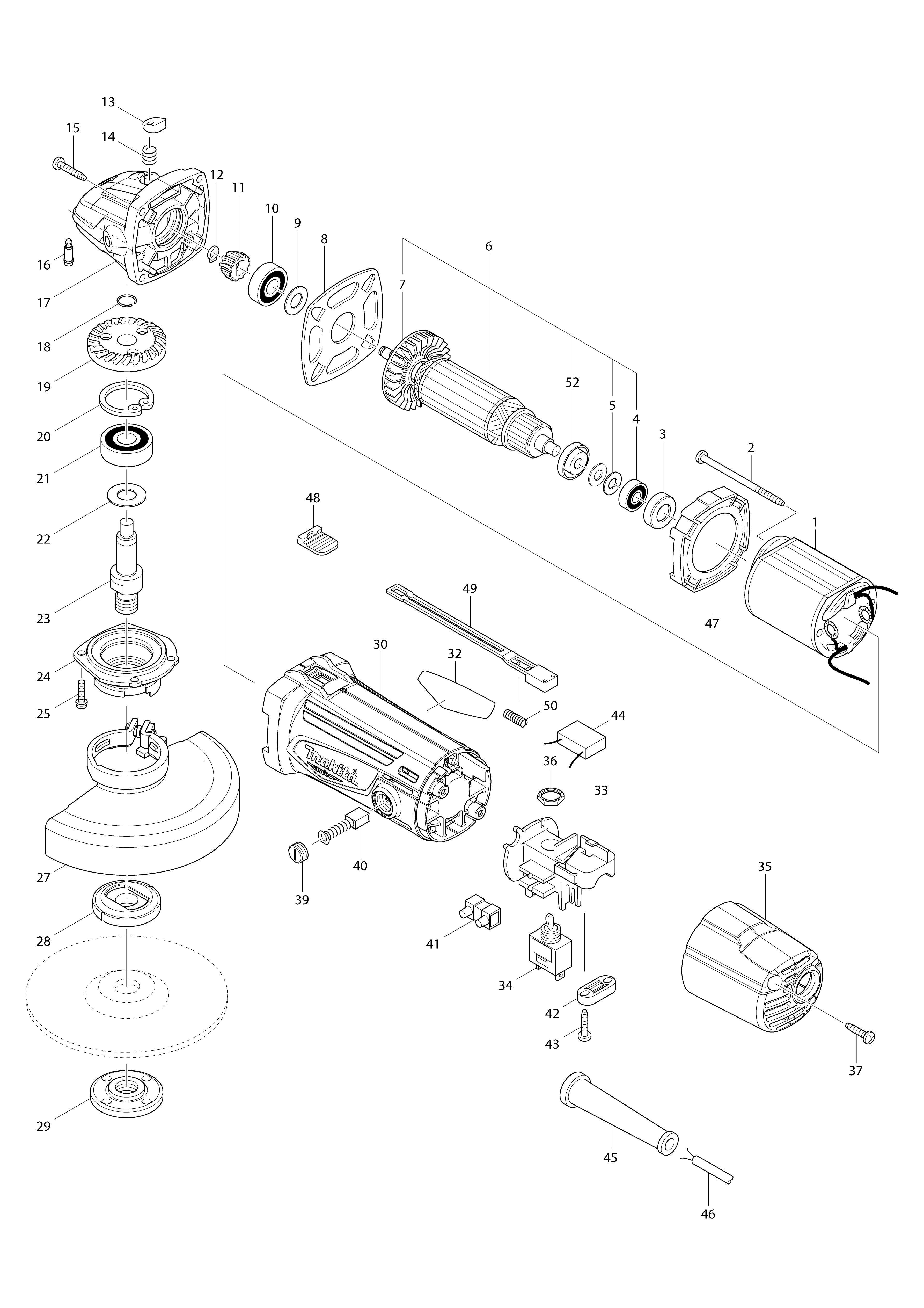 Vue éclatée Makita M9503#01