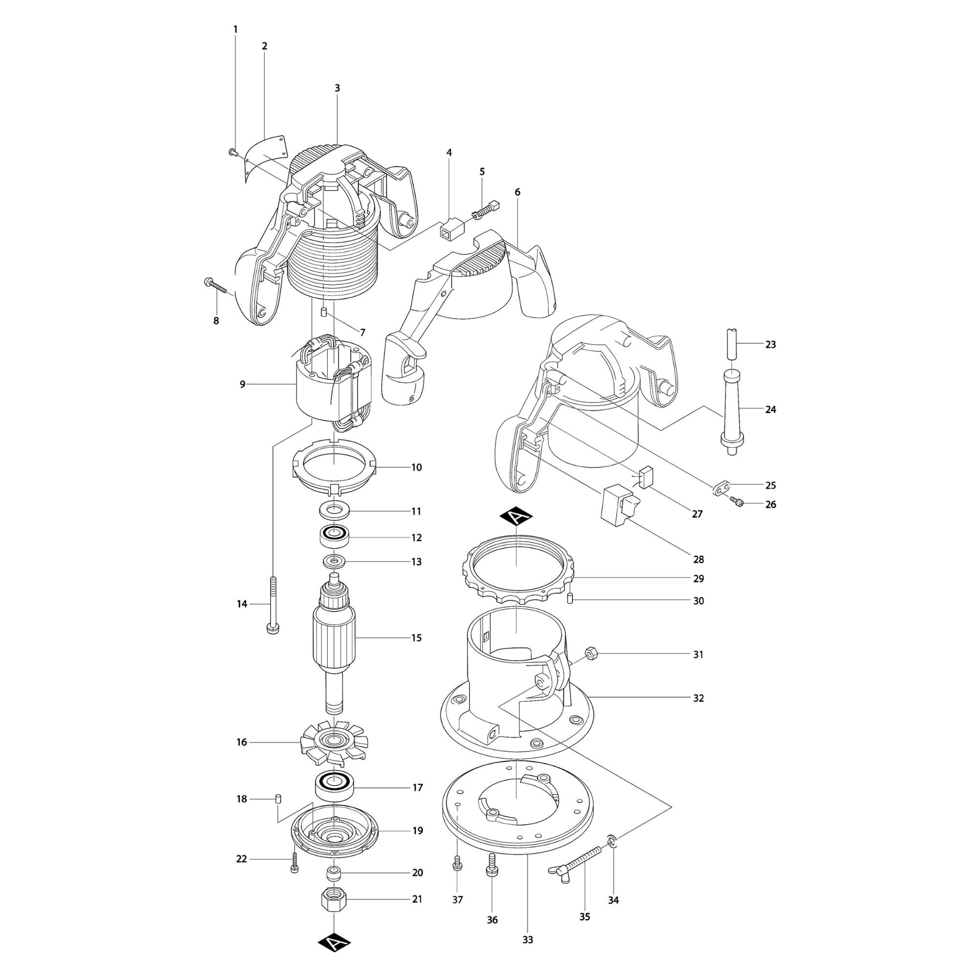 Vue éclatée Makita 3608B #01