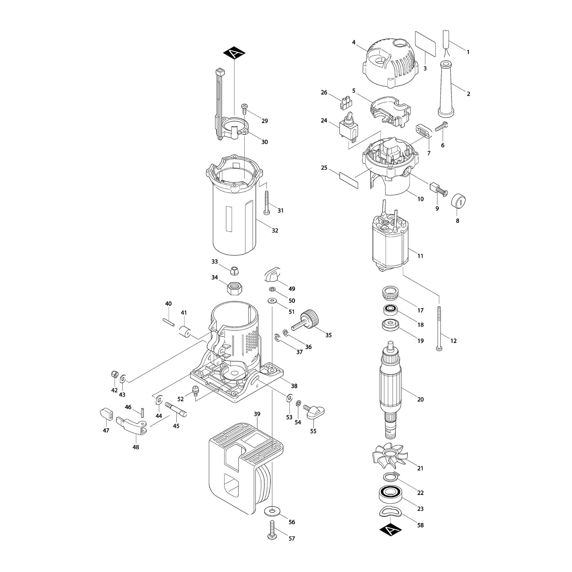 Vue éclatée Makita 3708 #01