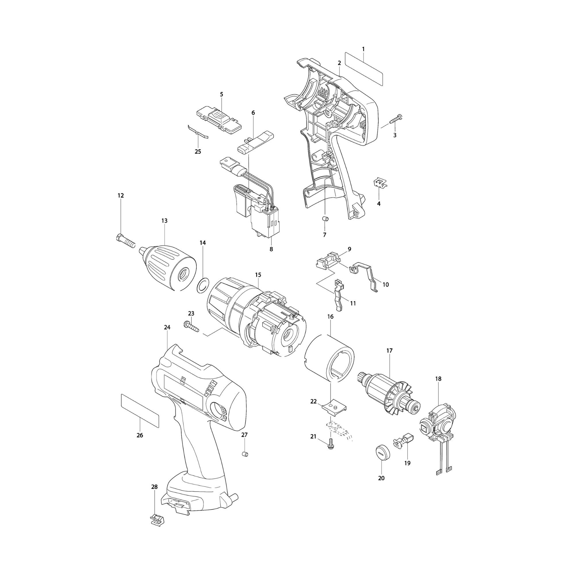 Vue éclatée Makita 8414 #01