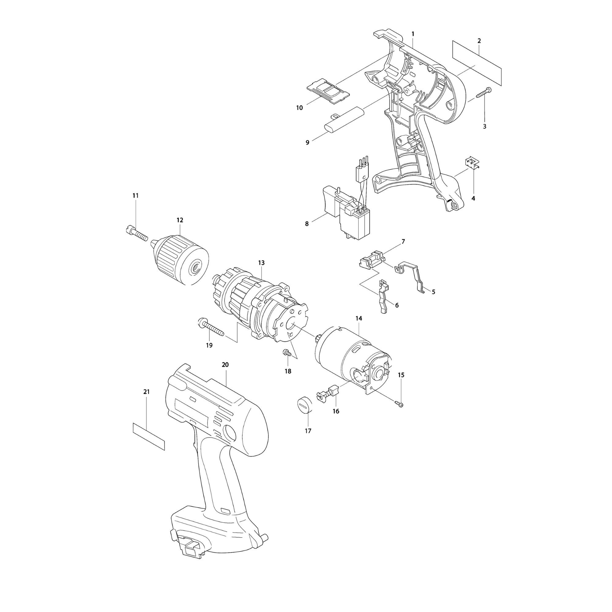 Vue éclatée Makita 8443 #01