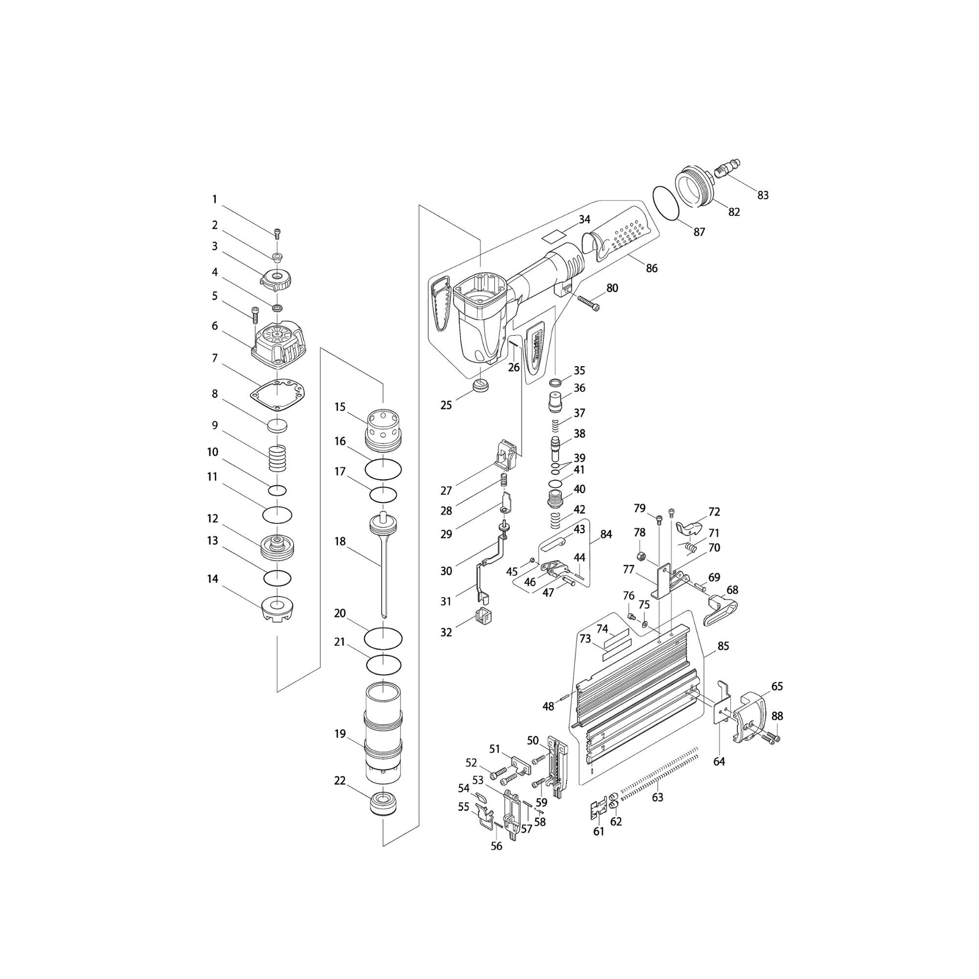 Vue éclatée Makita AF505 #01