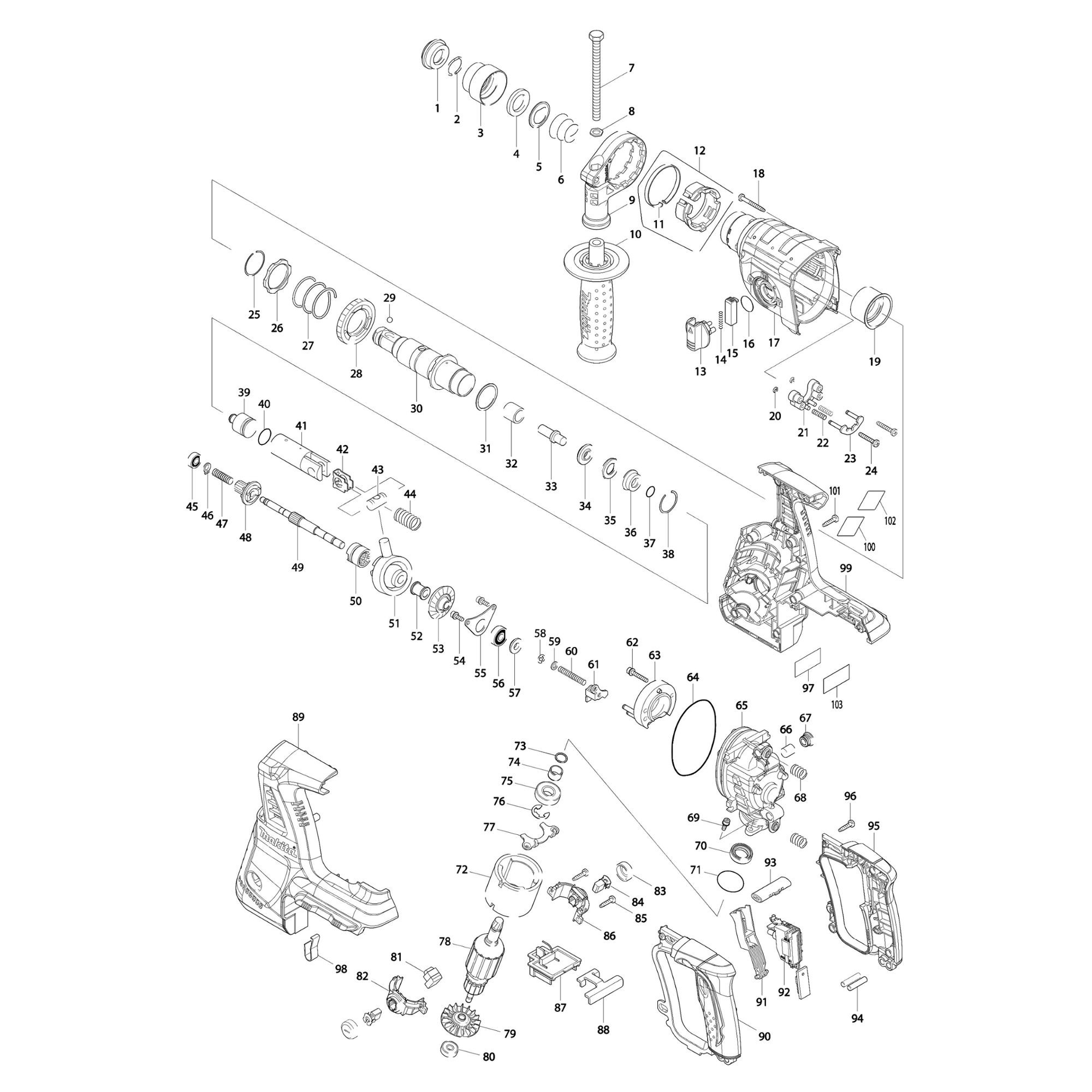 Vue éclatée Makita BHR262RDE #01