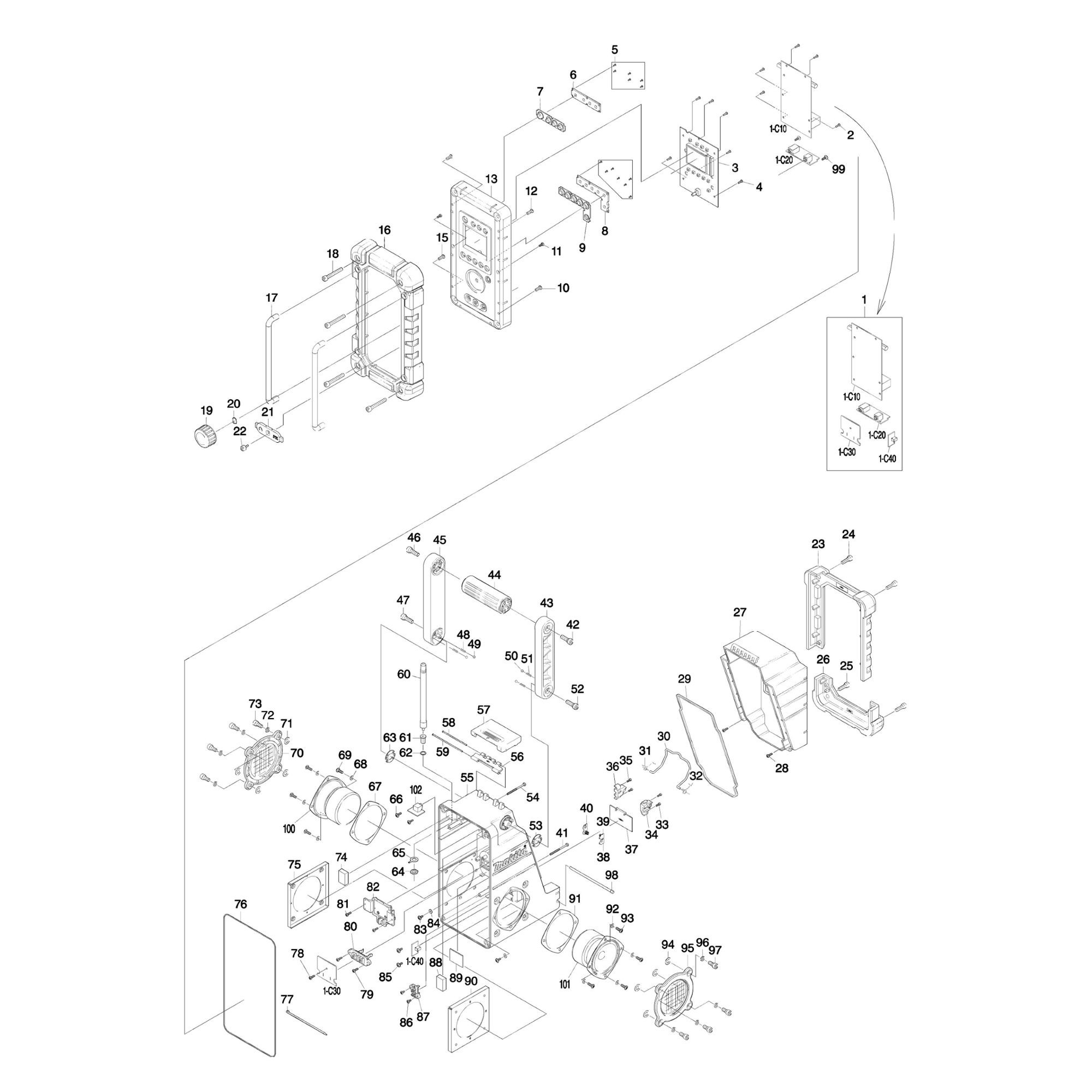Vue éclatée Makita BMR102 #01
