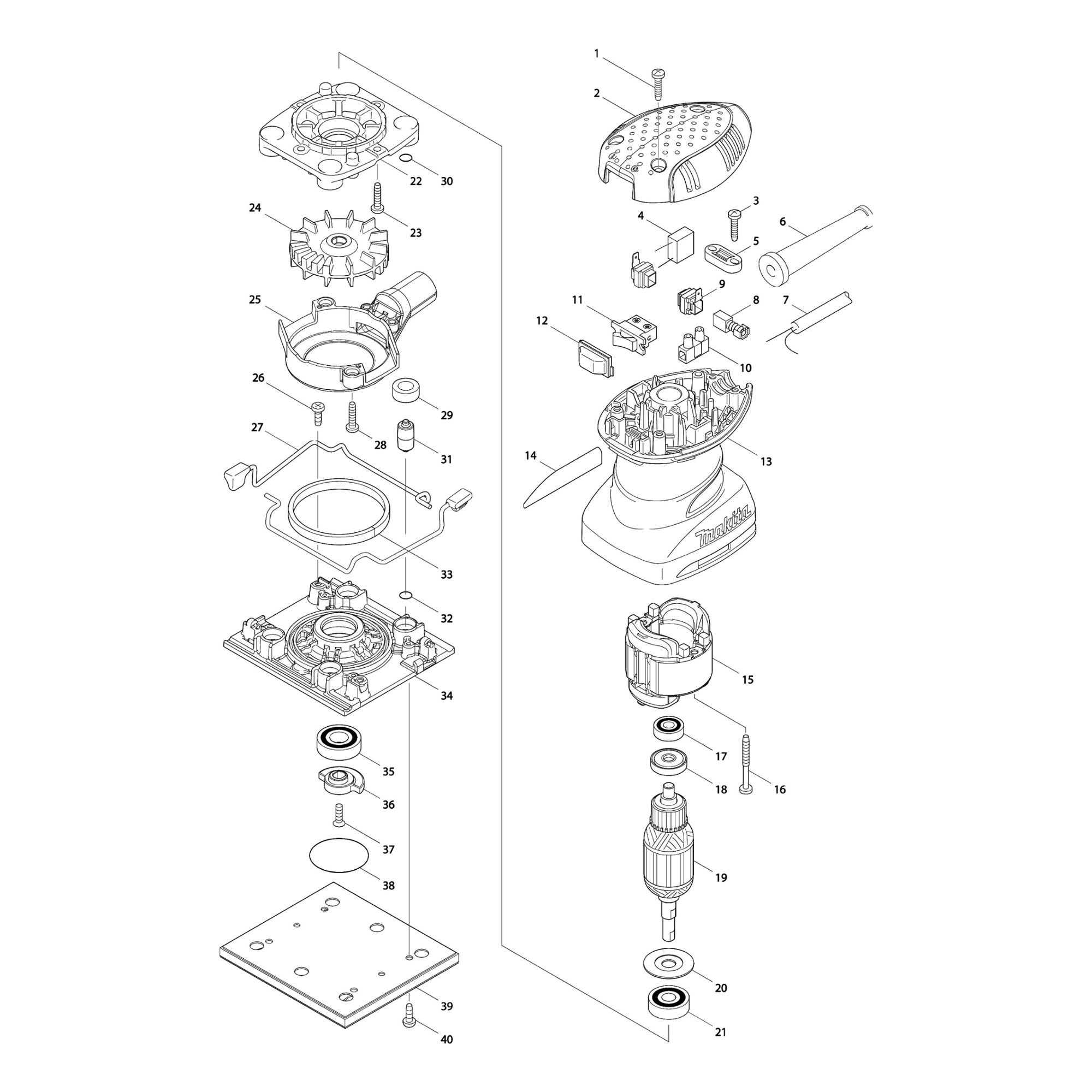 Vue éclatée Makita BO4558 #01