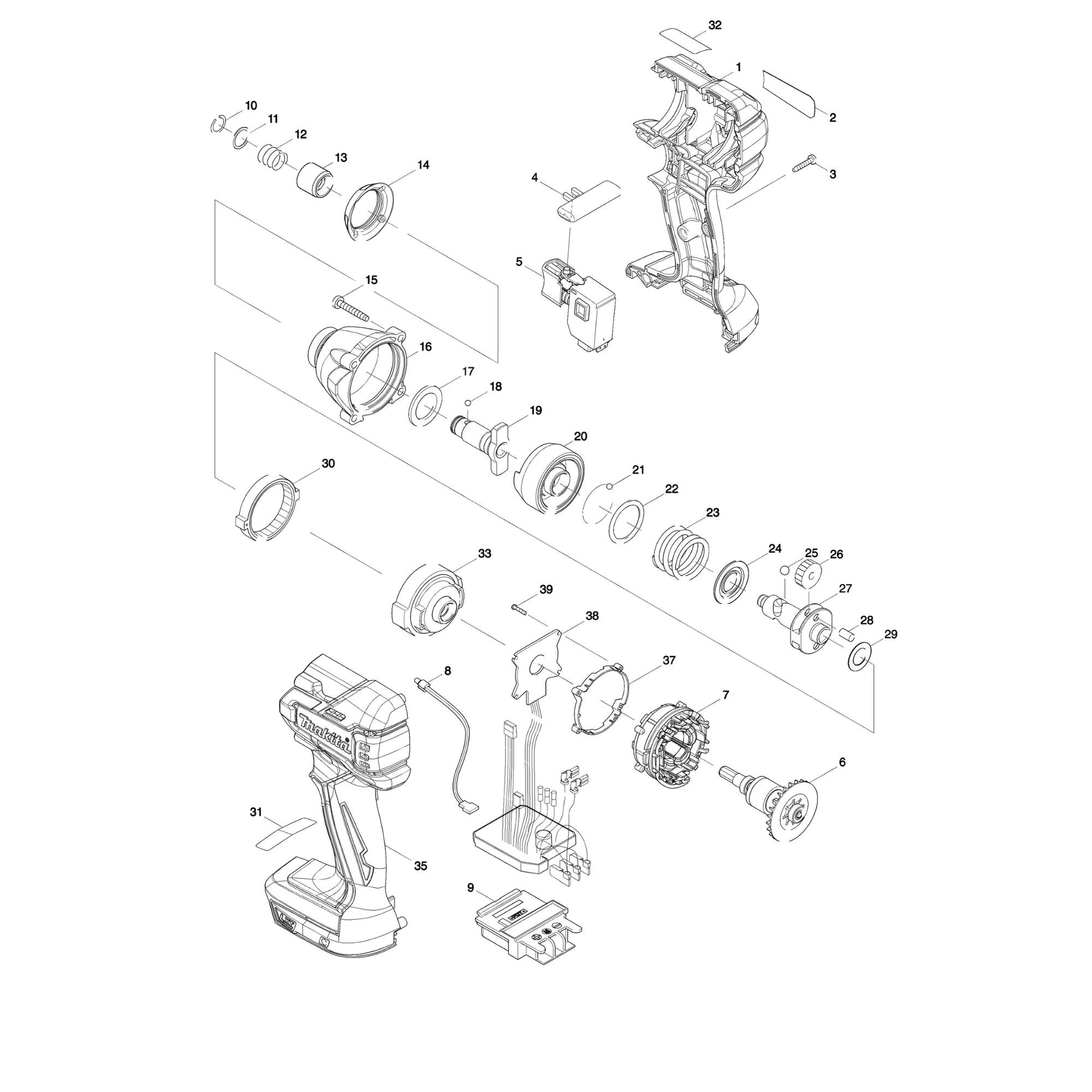 Vue éclatée Makita BTD129 #01