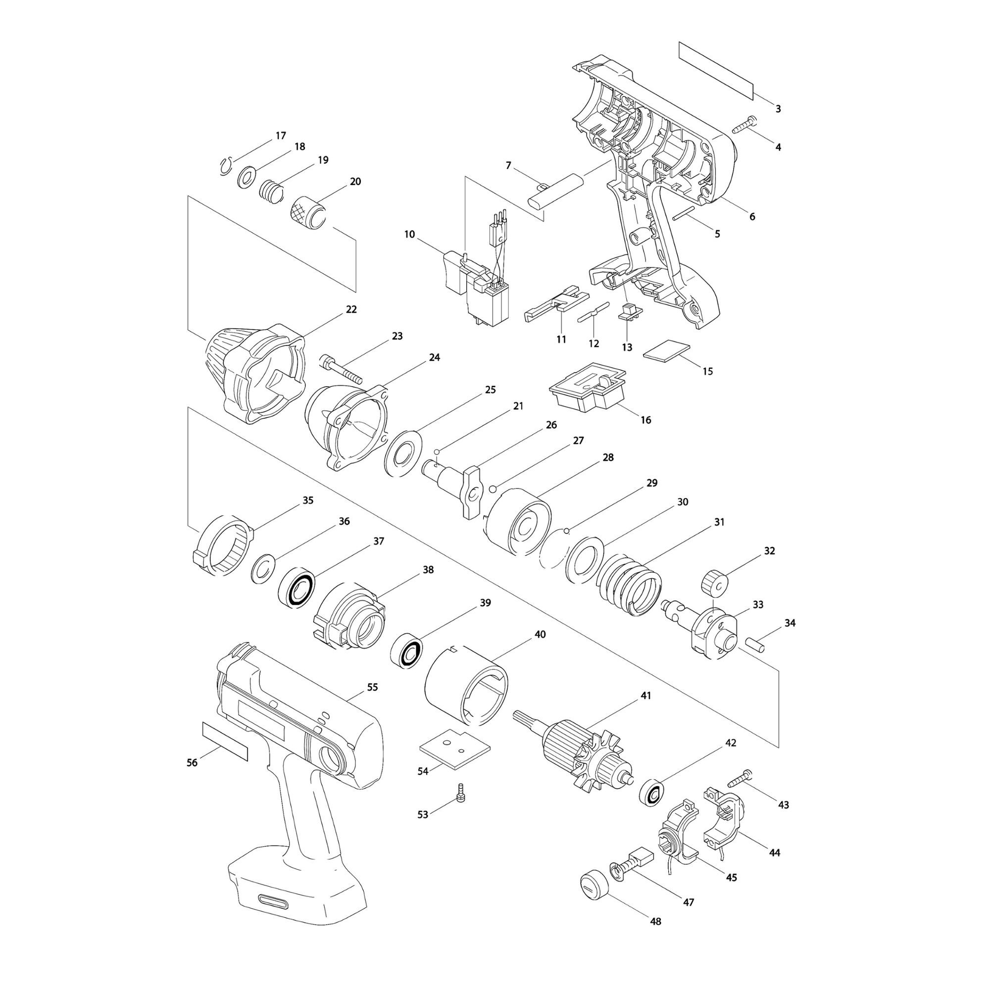 Vue éclatée Makita BTD200 #01