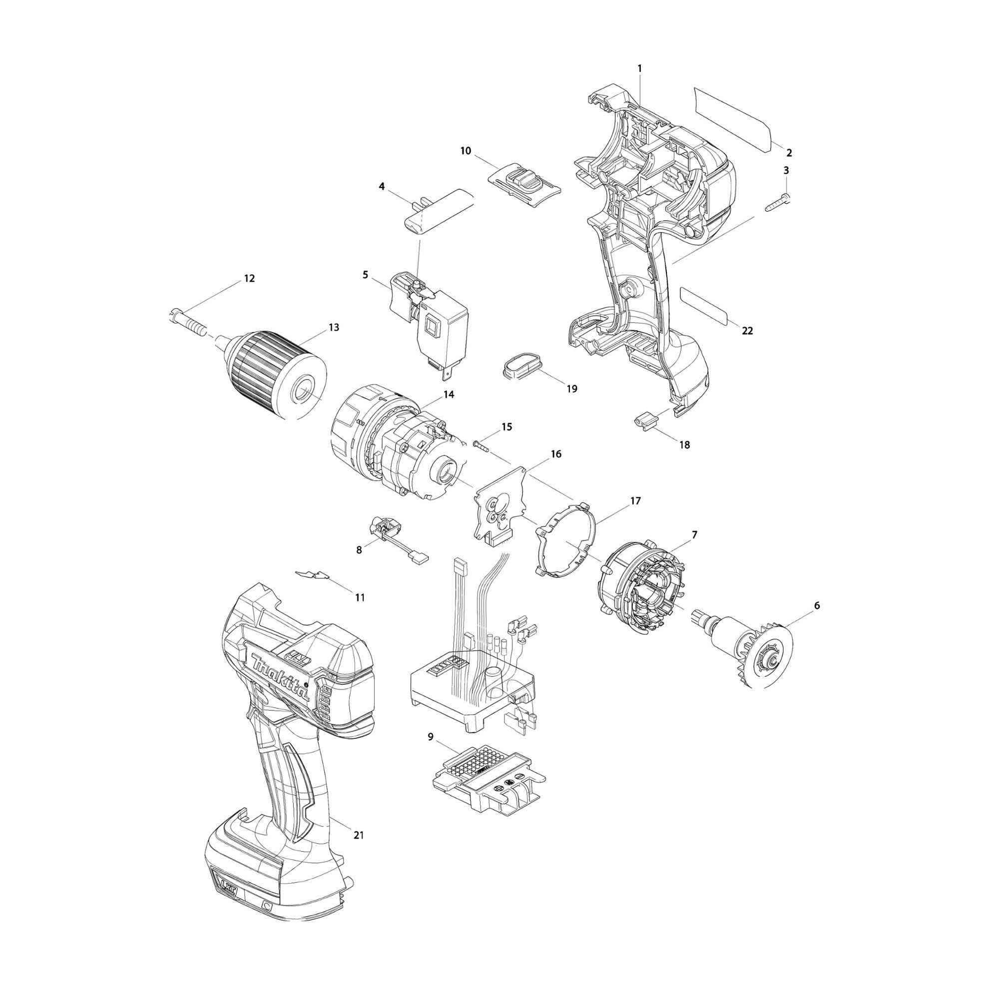 Vue éclatée Makita DDF470 #01