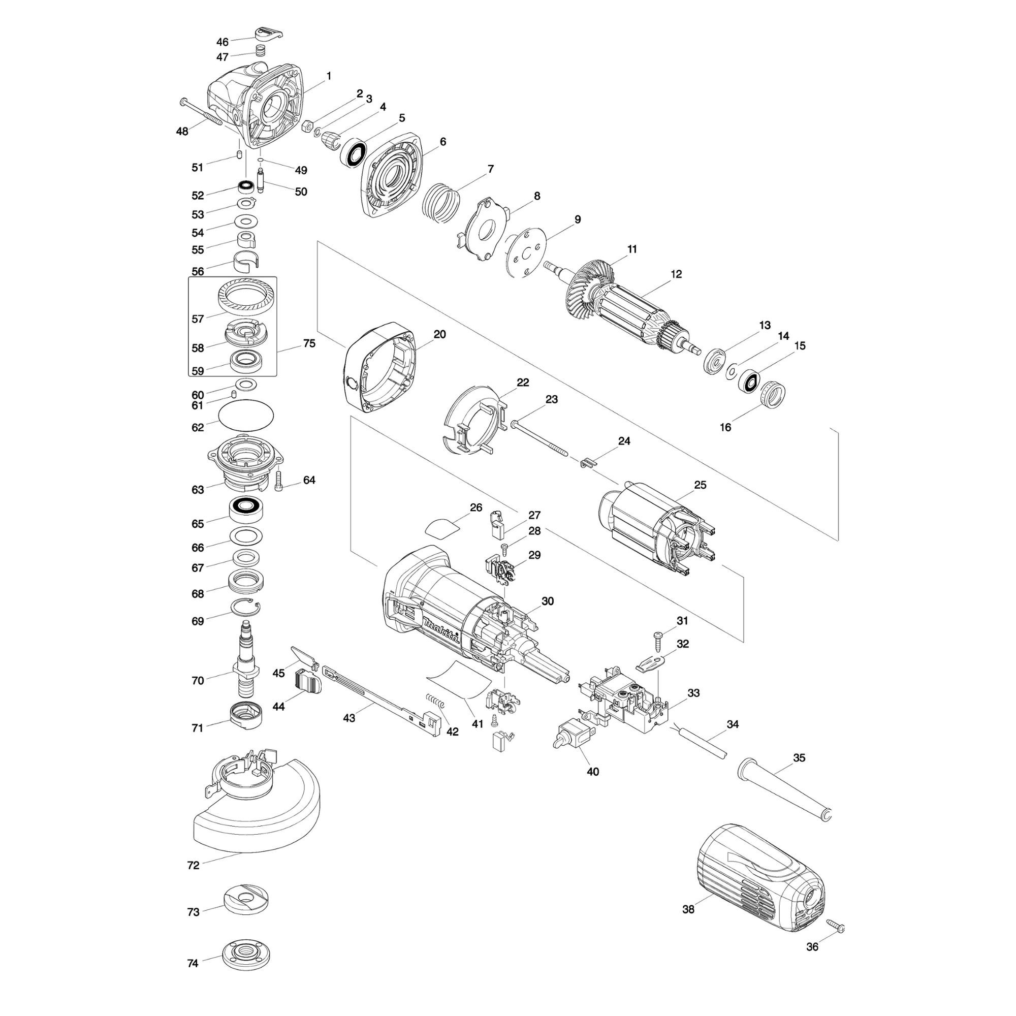 Vue éclatée Makita GA5041TX2 #01